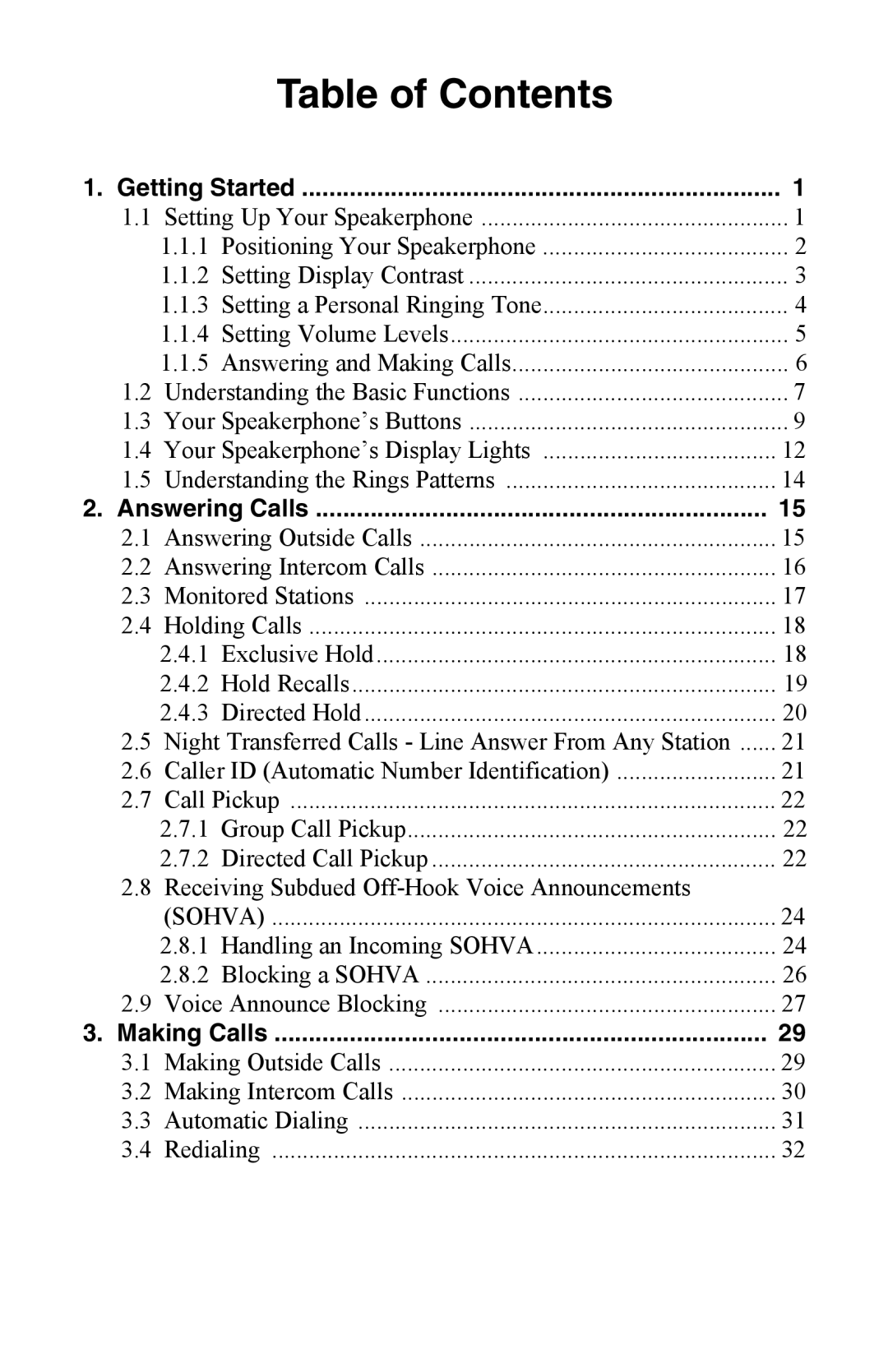 Vertical Communications 8024S, SCS 8312S, SCS 8324S, SCS 8324F manual Table of Contents 