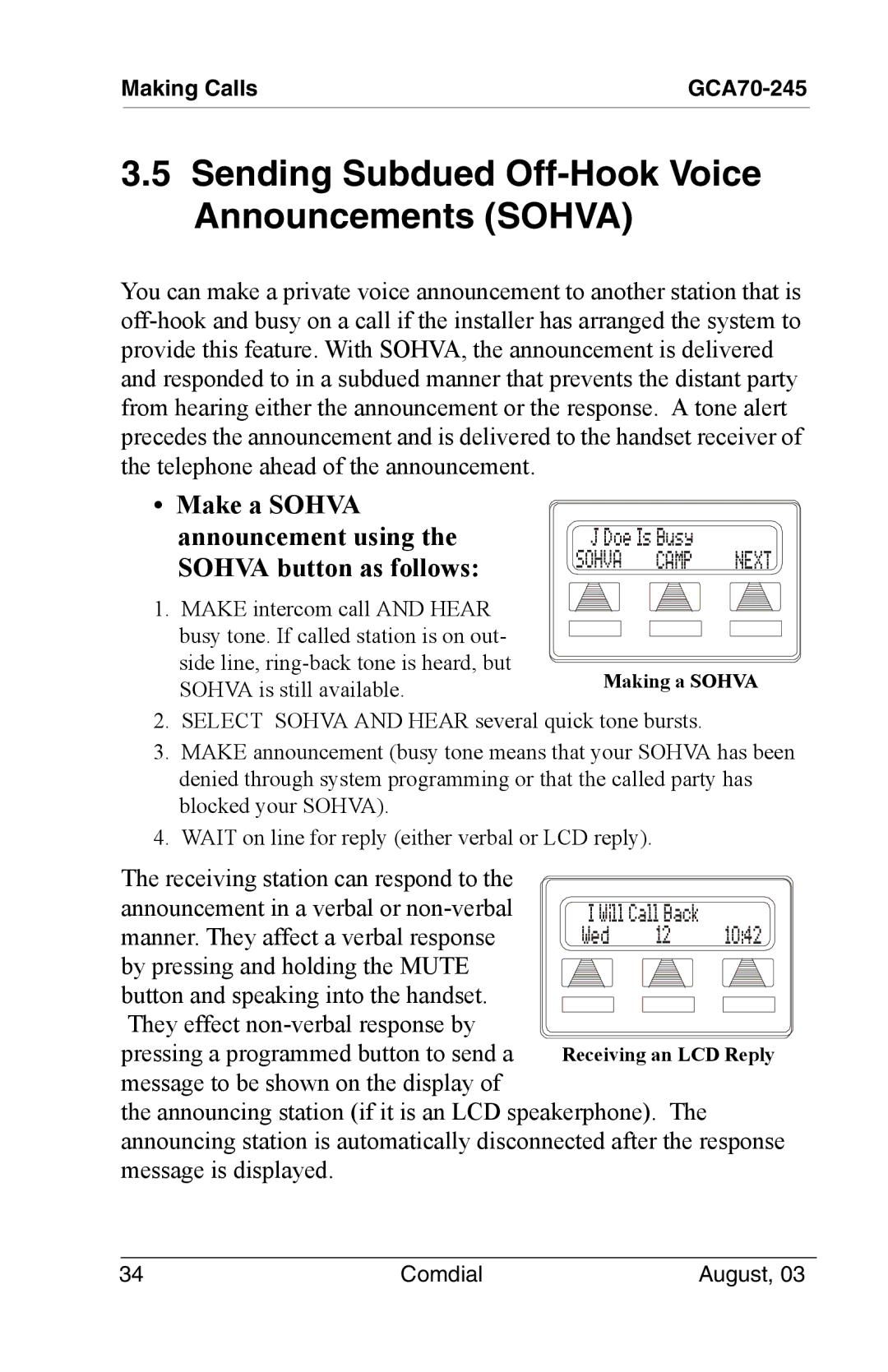 Vertical Communications SCS 8312S, SCS 8324S, SCS 8324F, 8024S manual Sending Subdued Off-Hook Voice Announcements Sohva 