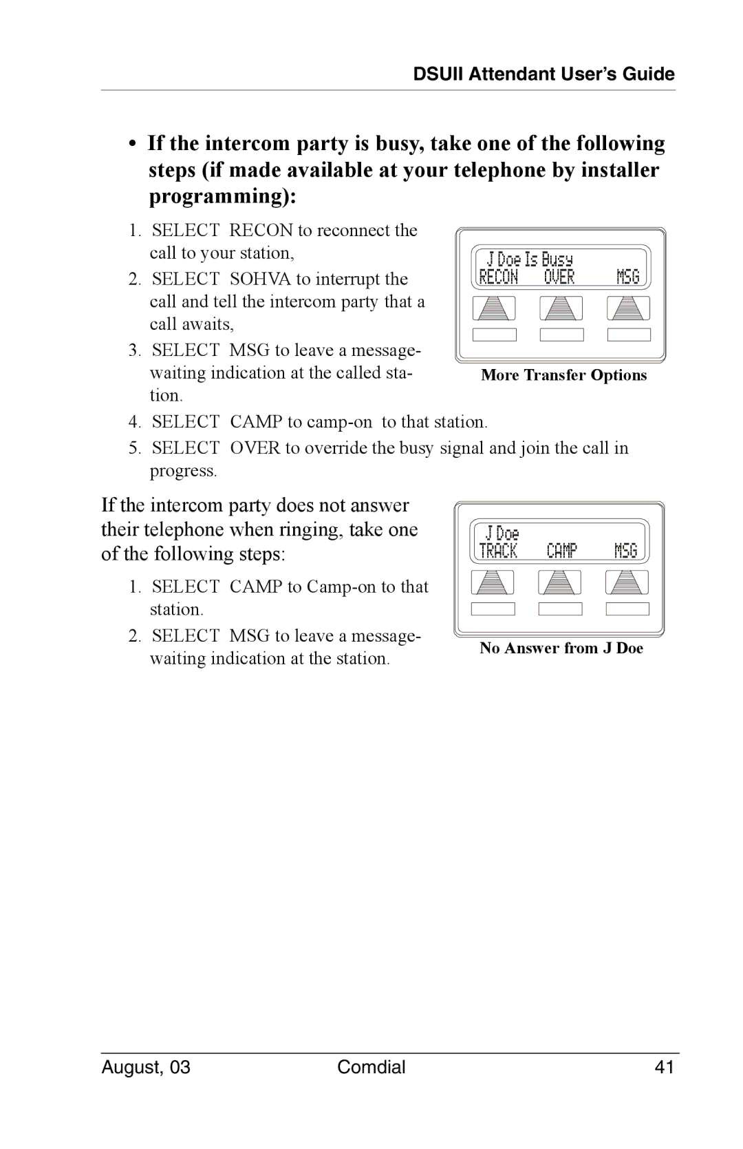 Vertical Communications 8024S, SCS 8312S, SCS 8324S, SCS 8324F manual More Transfer Options 