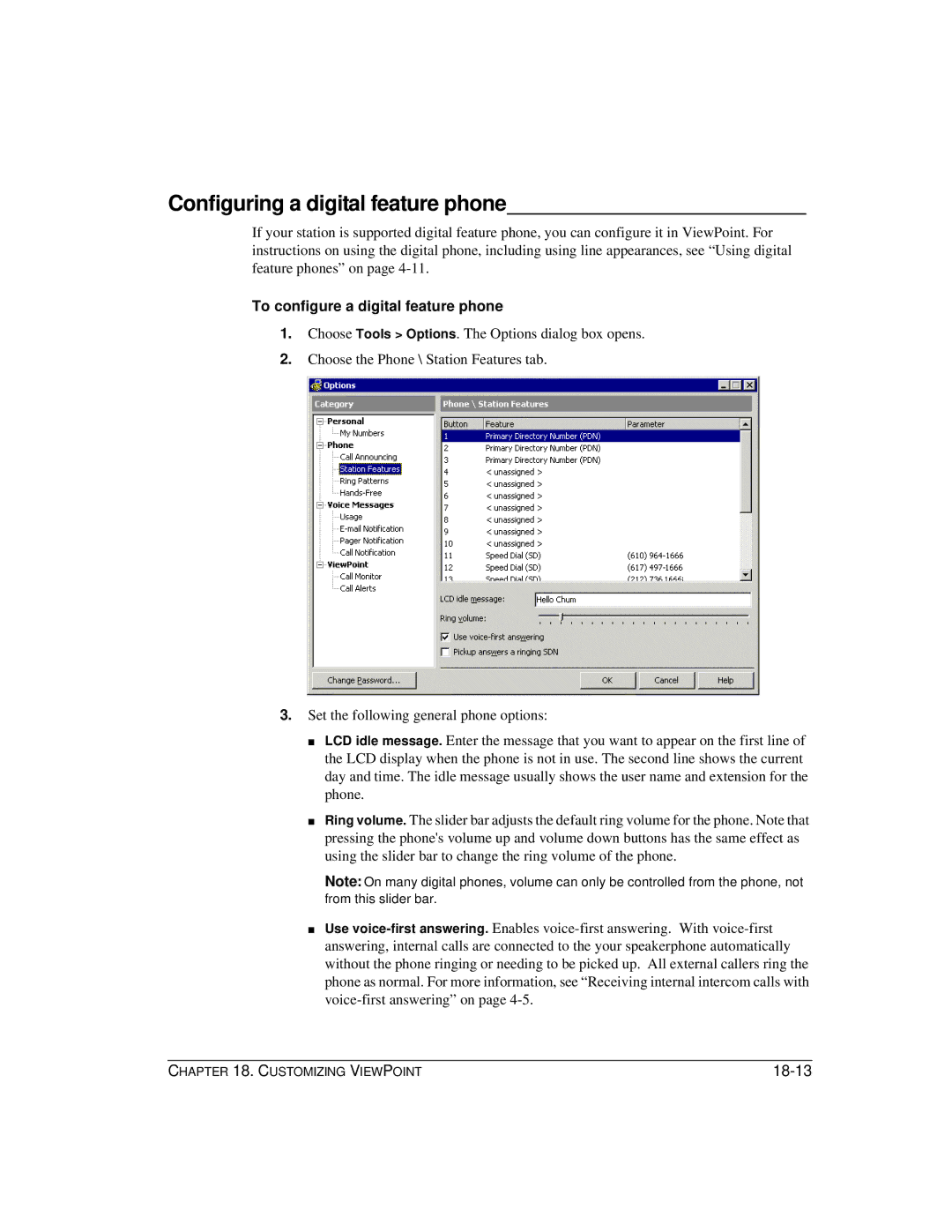 Vertical Communications TeleVantage 7.5 manual Configuring a digital feature phone, To configure a digital feature phone 