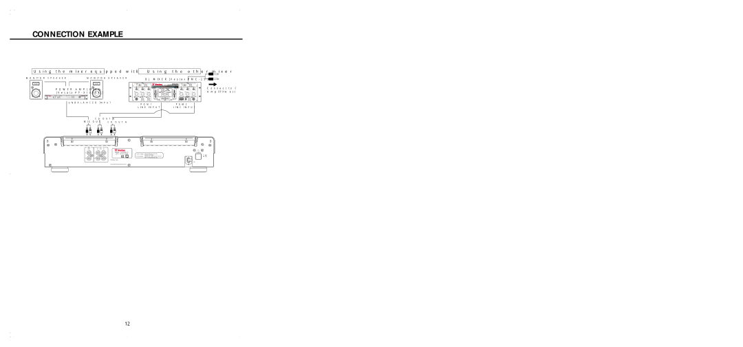 Vestax CDX-15 owner manual Connection Example, Using the mixer equipped with CDXUsing-15 the other mixer 