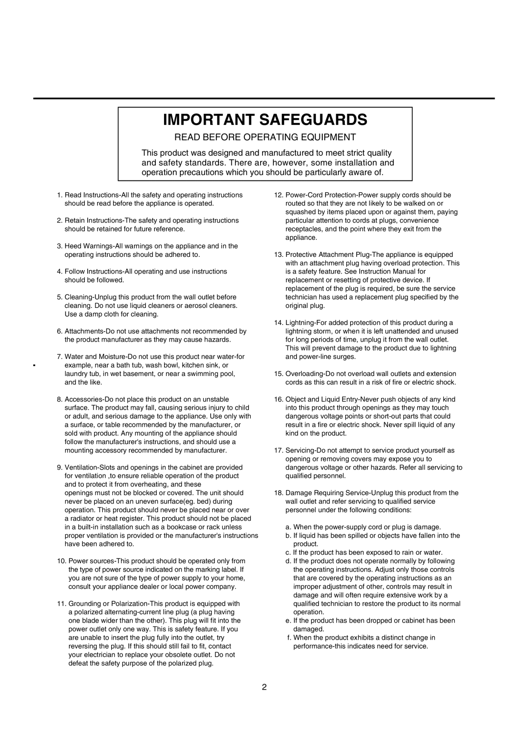 Vestax DJ Effector owner manual Important Safeguards 