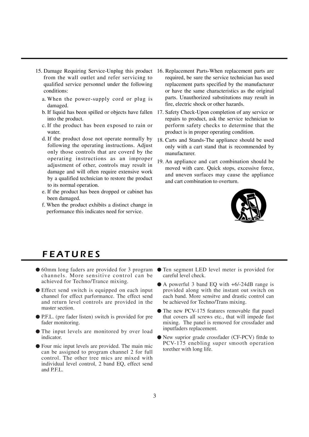 Vestax PCV-175 owner manual A T U R E S 