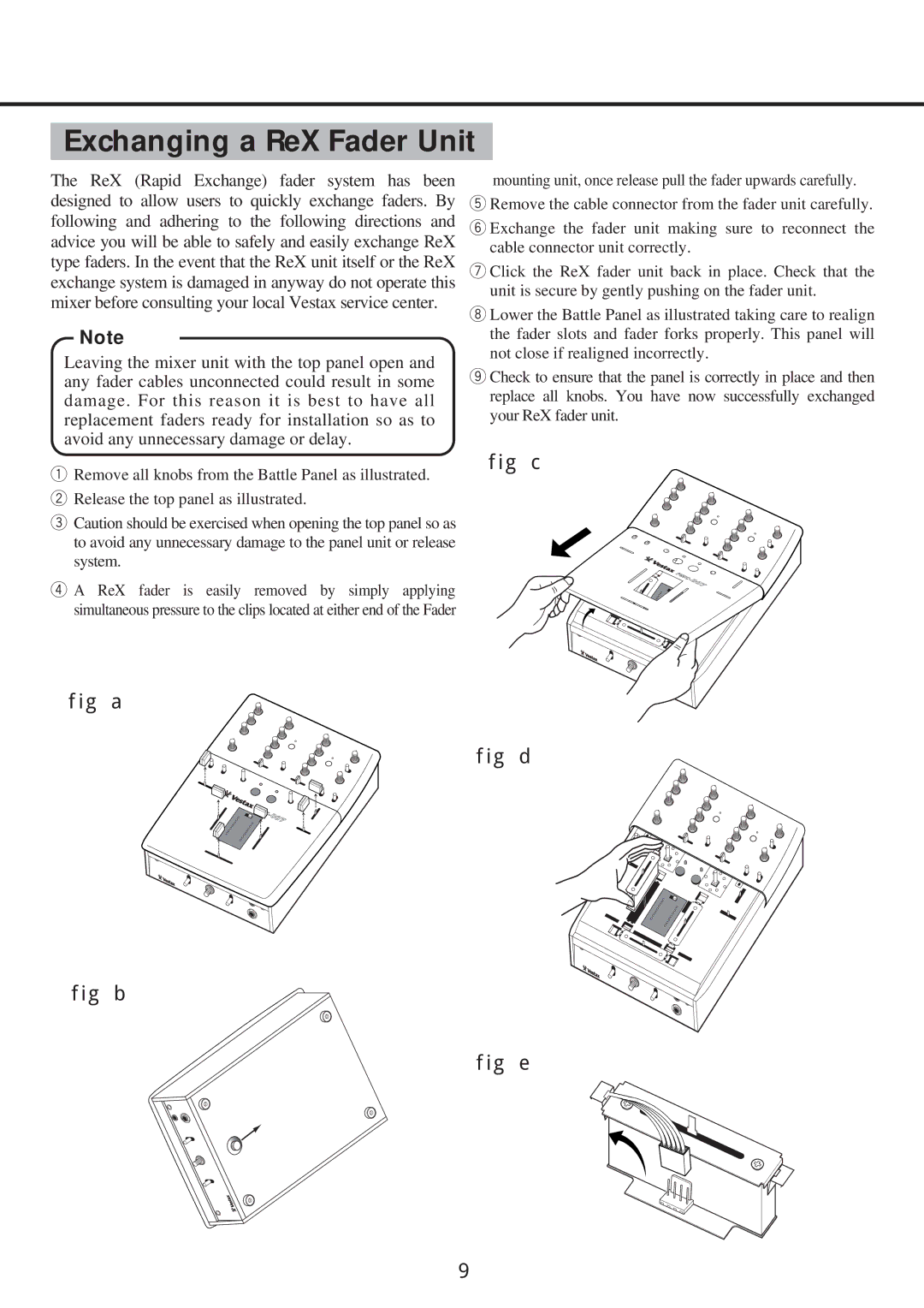 Vestax PMC-007 owner manual HOW to Change the Fader Unit 