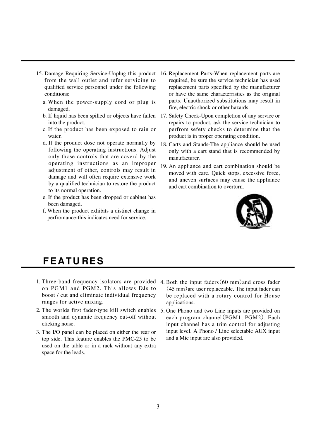 Vestax PMC-25 owner manual A T U R E S 