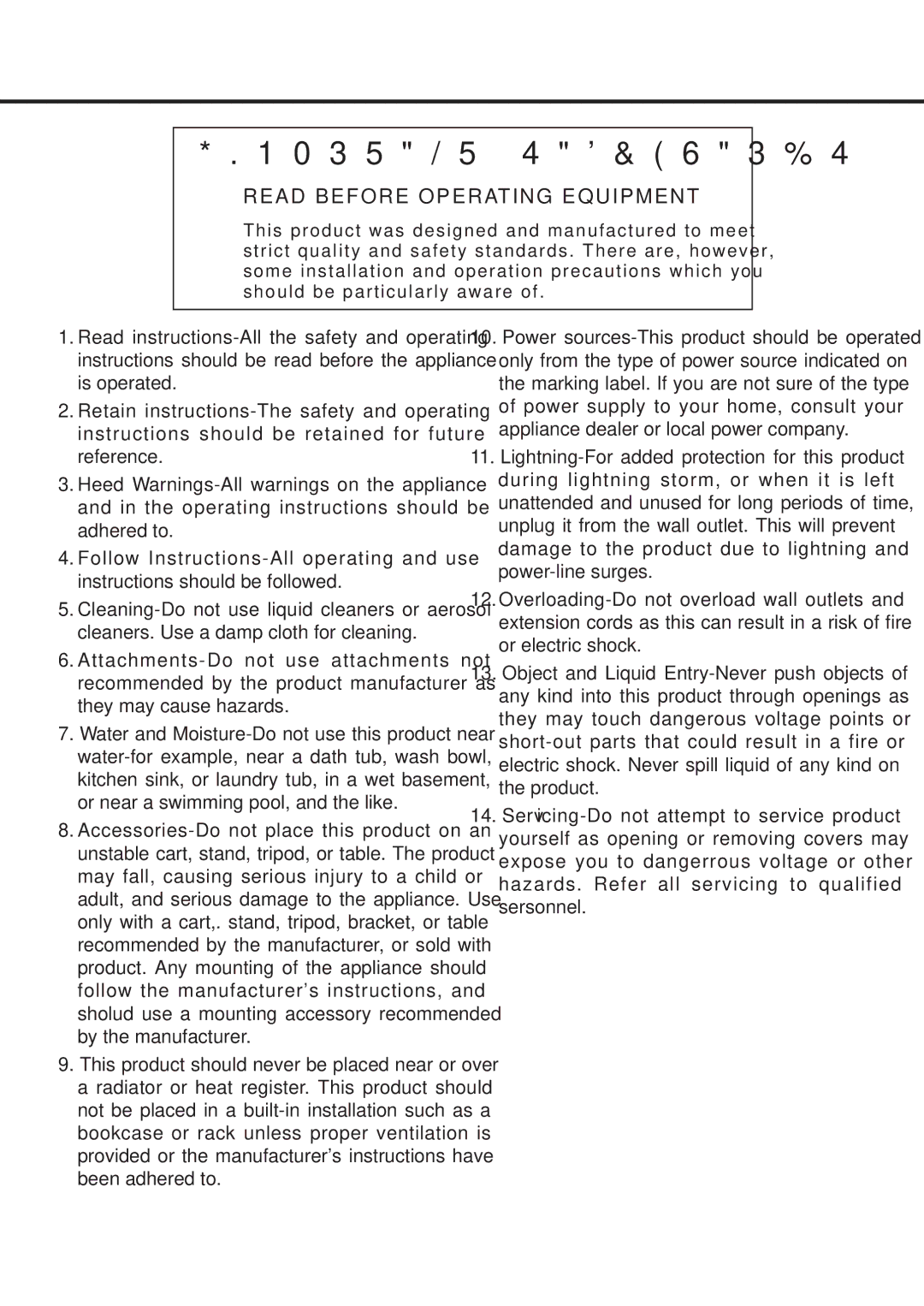 Vestax PMC 500 owner manual Important Safeguards 