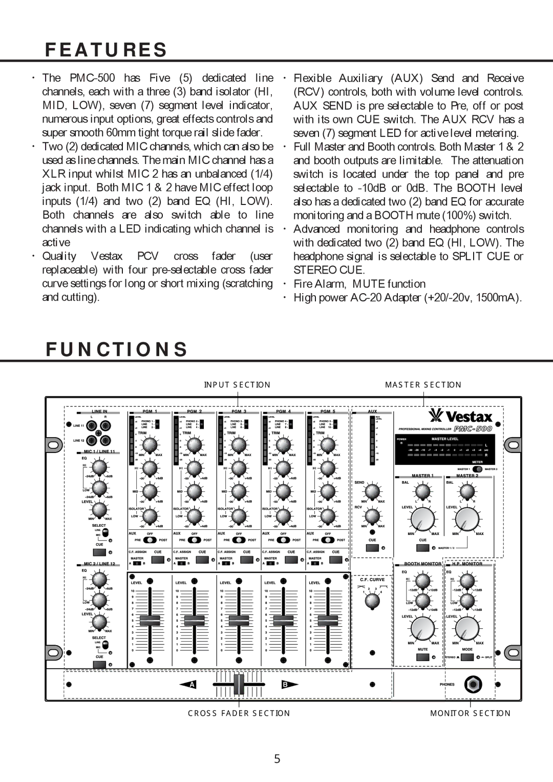 Vestax PMC 500 owner manual A T U R E S 