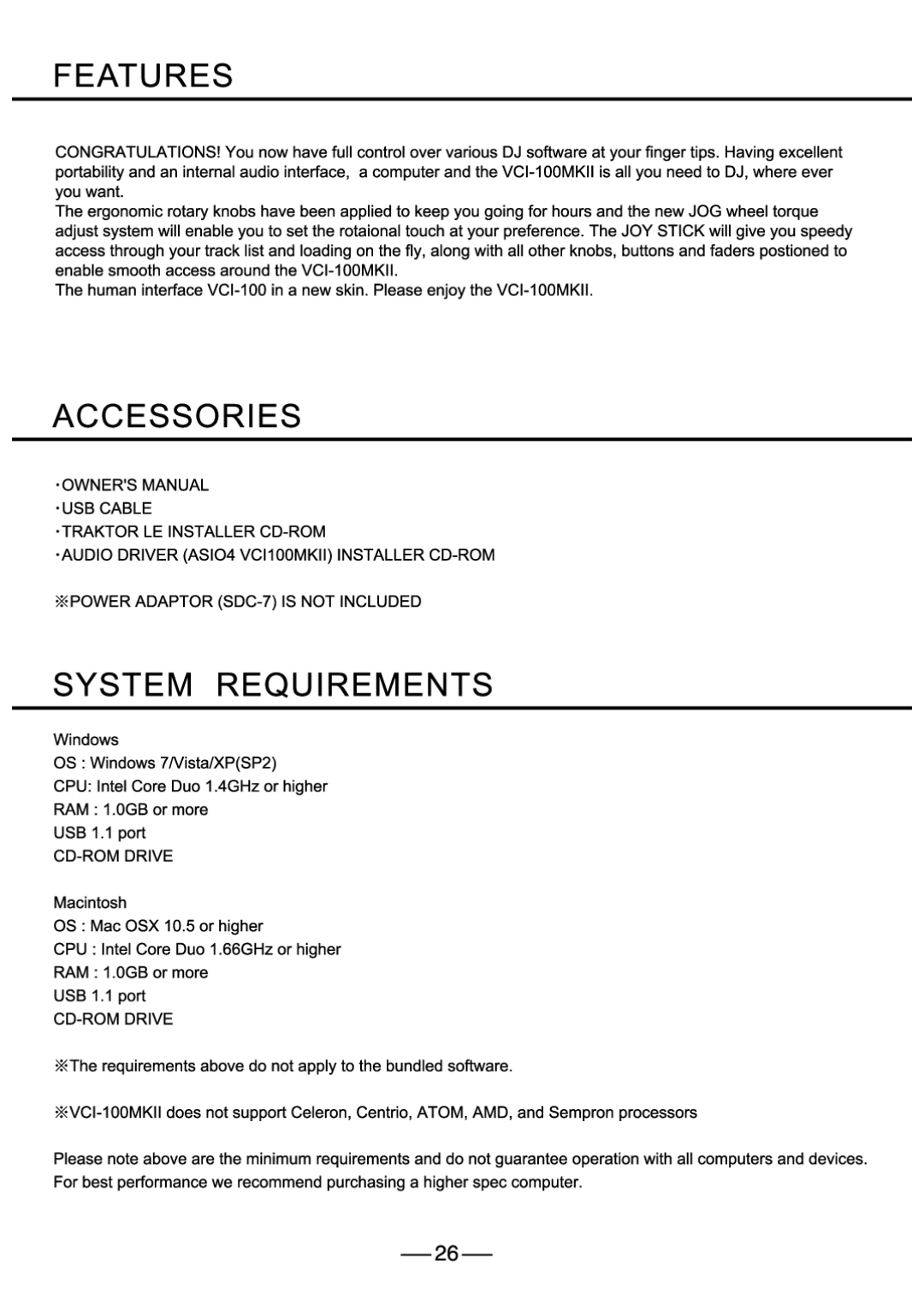 Vestax VCI-100MKII manual 