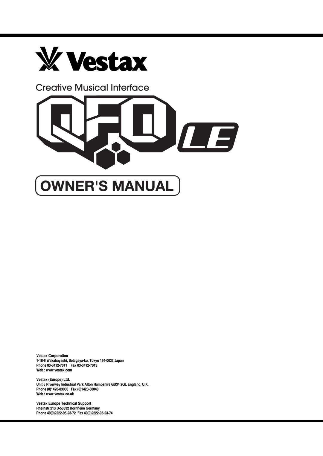 Vestax VOM-QFO LE DX manual 