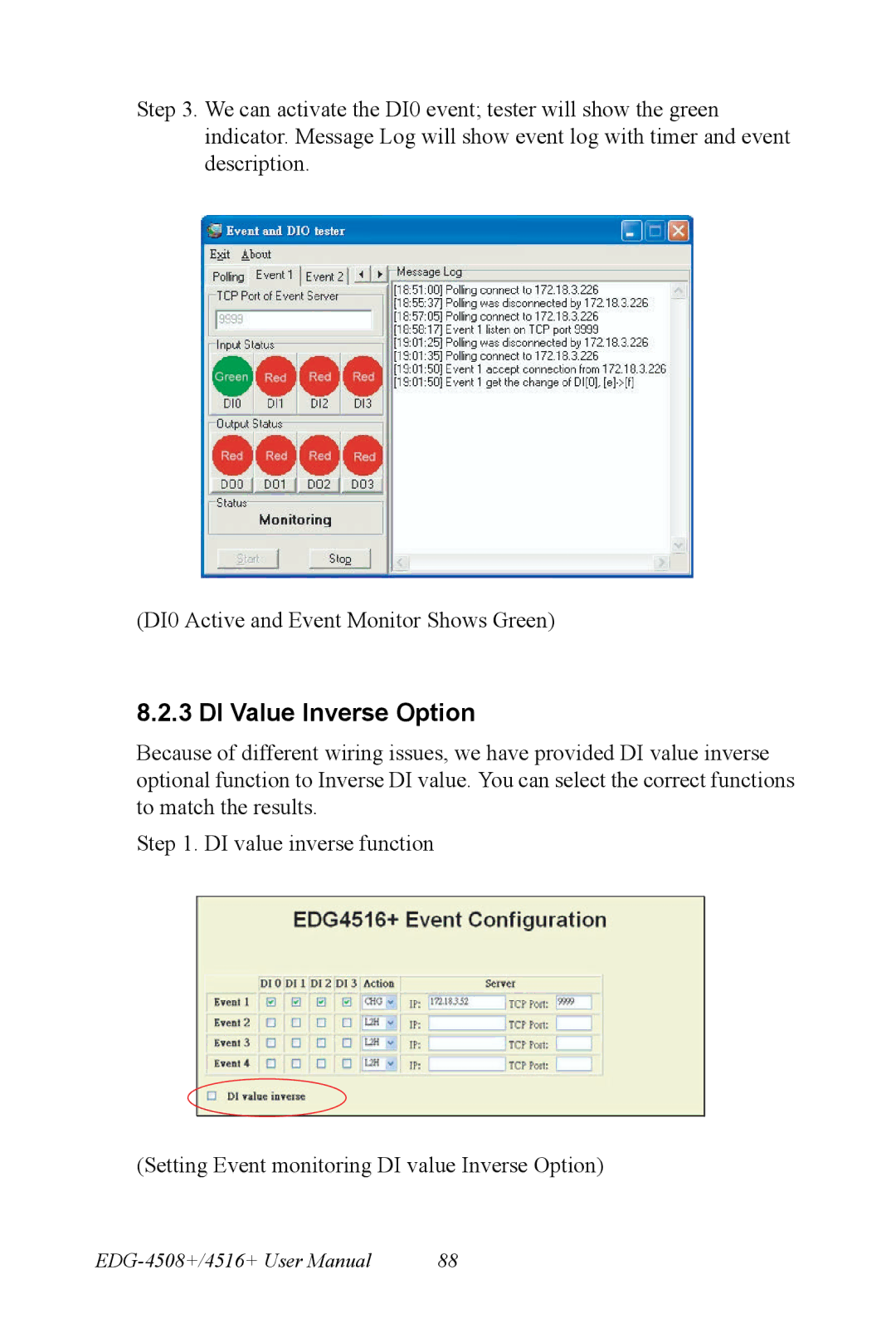 Vicks EDG-4508+, EDG-4516+ user manual DI Value Inverse Option 