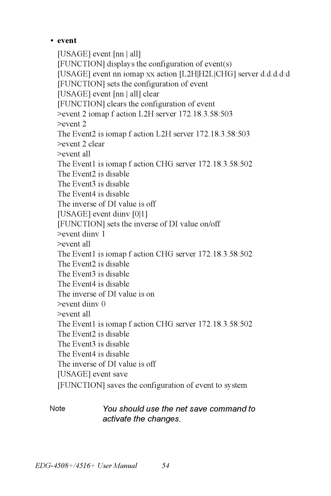 Vicks EDG-4508+, EDG-4516+ user manual Event 