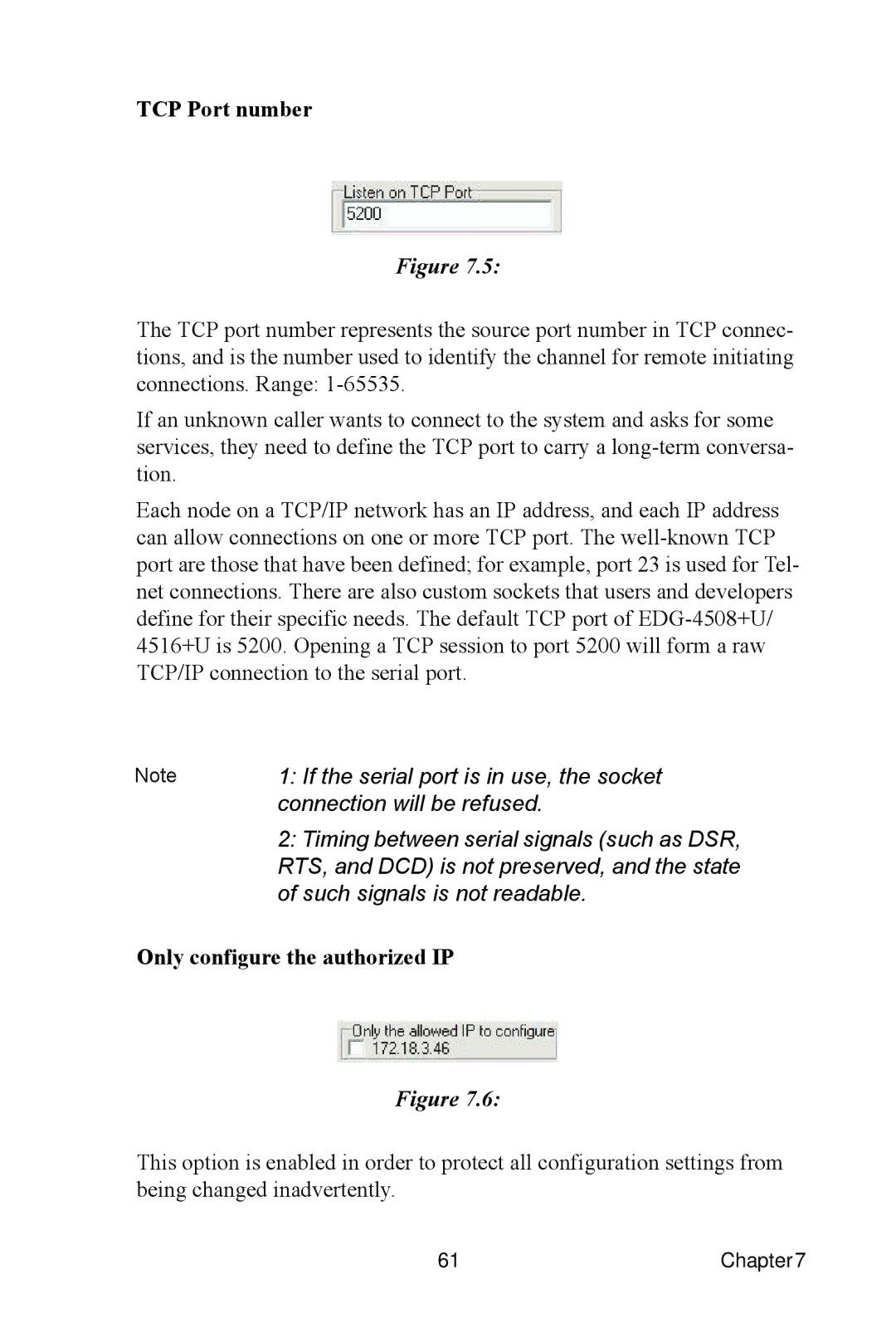 Vicks EDG-4516+, EDG-4508+ user manual TCP Port number, Only configure the authorized IP 