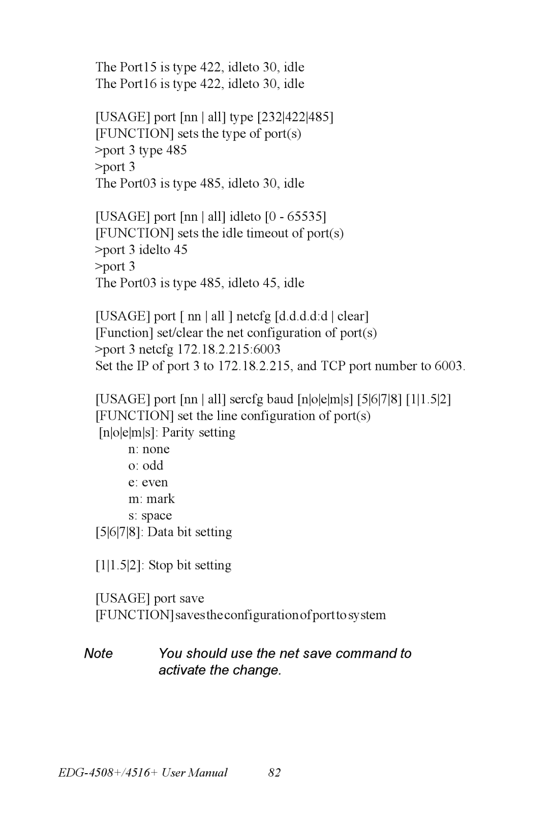 Vicks EDG-4508+, EDG-4516+ user manual You should use the net save command to 