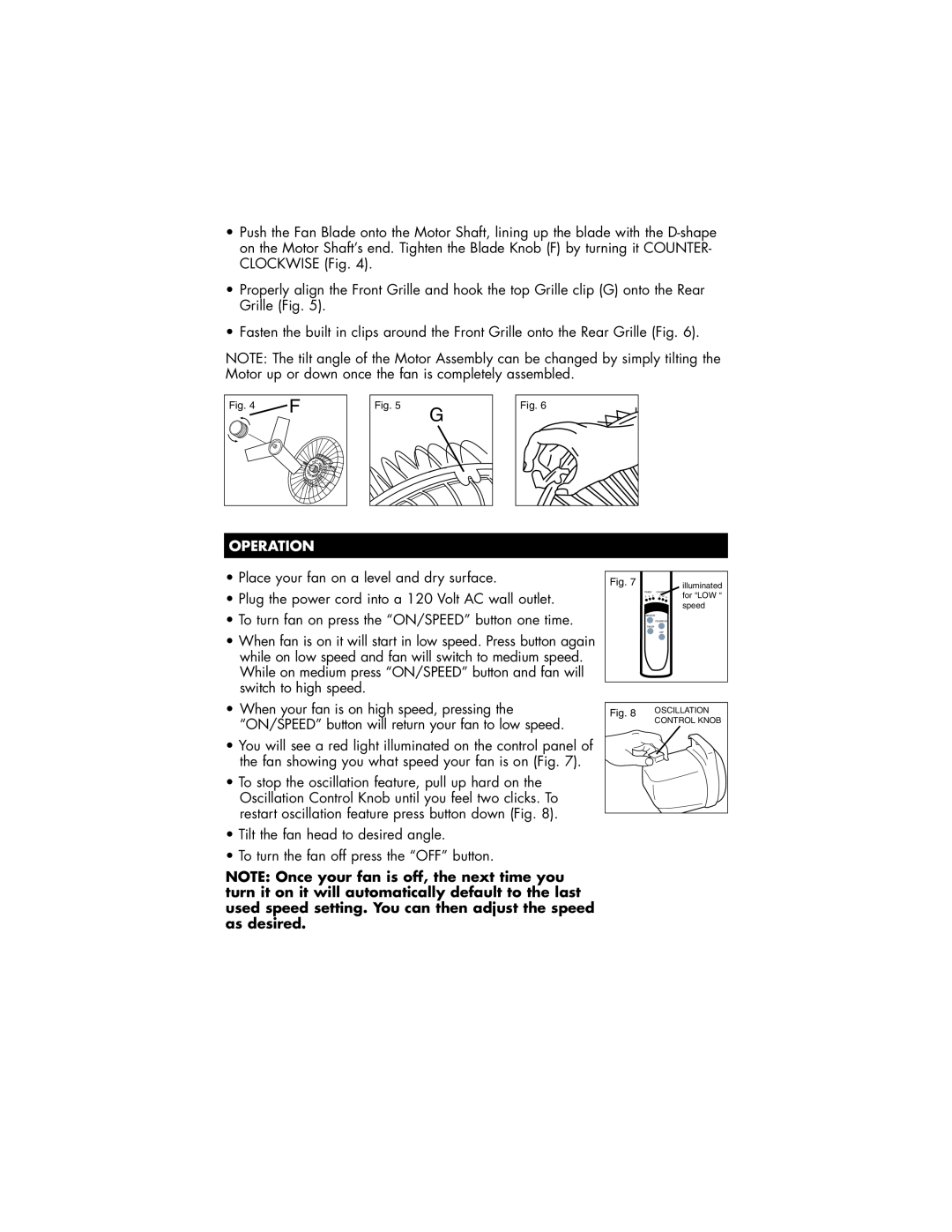 Vicks HFS-641PC owner manual Operation 