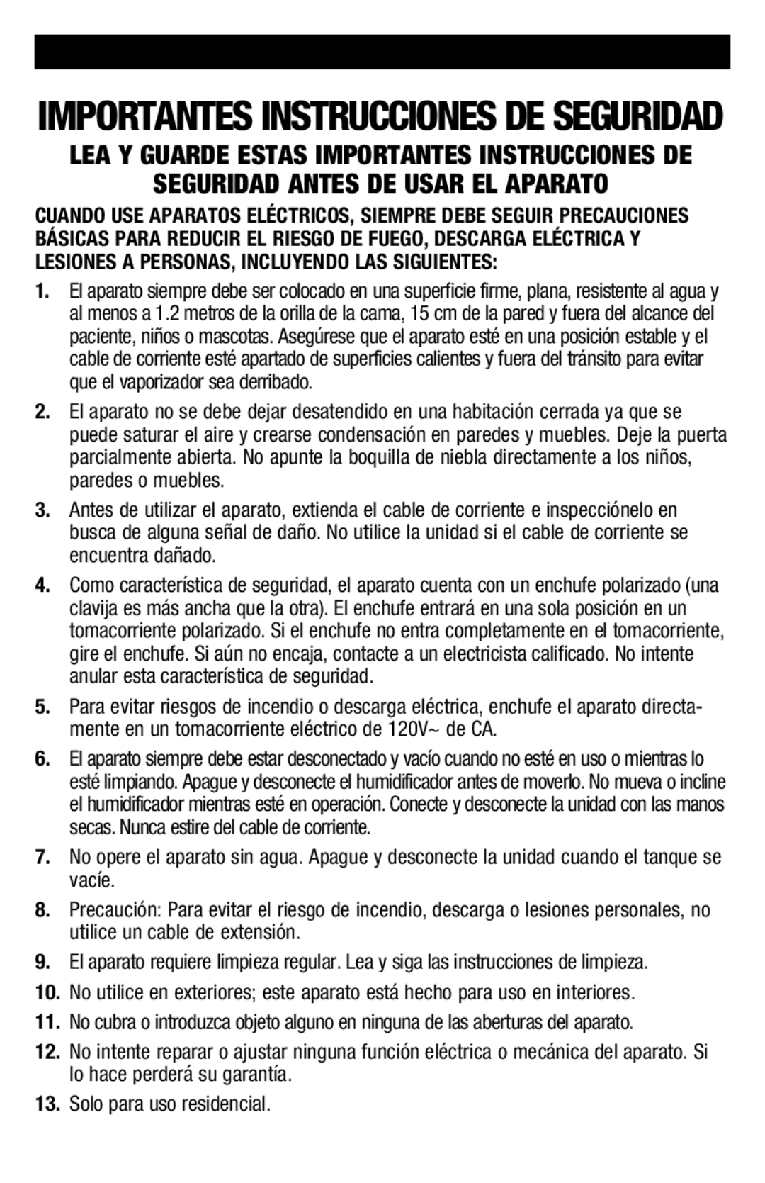 Vicks V3700 manual Importantes Instrucciones DE Seguridad 