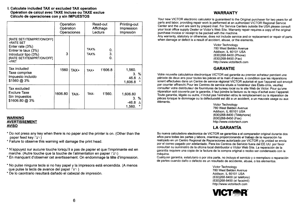 Victor 1208-2 manual 