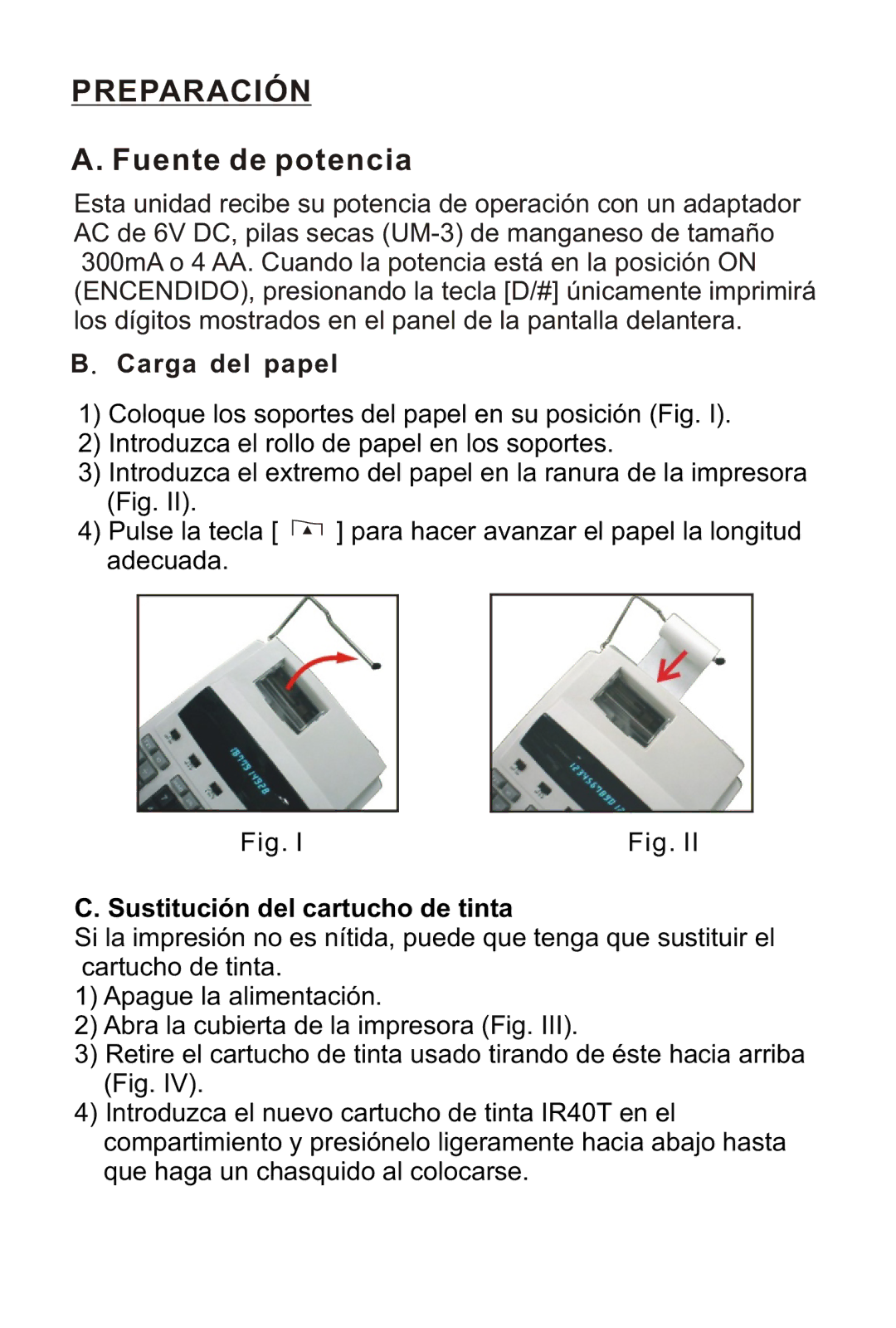 Victor 1210-3A instruction manual Preparación, Carga del papel 