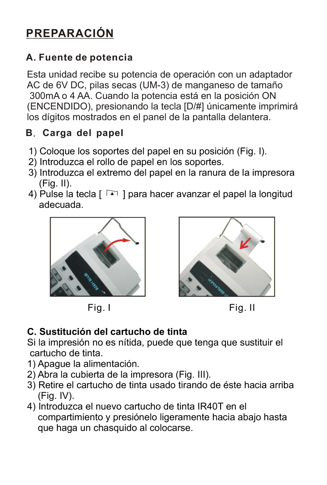 Victor 1212-3A instruction manual Preparación, Fuente de potencia, Carga del papel 