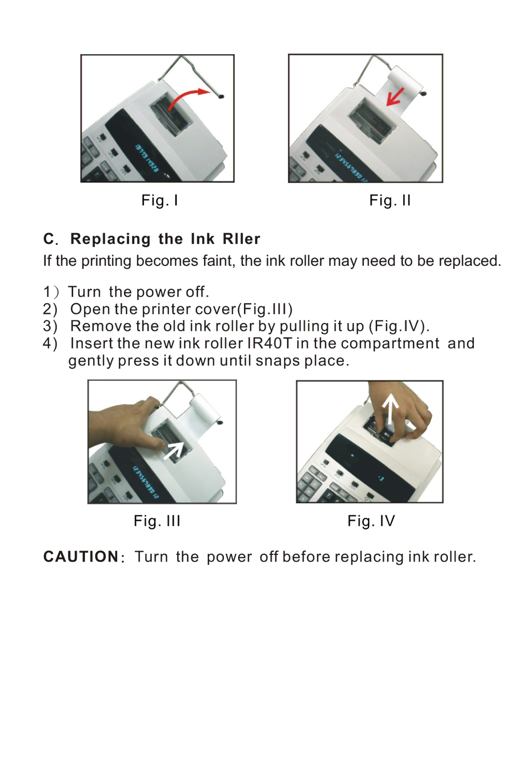 Victor 1212-3A instruction manual Replacing the lnk Rller 