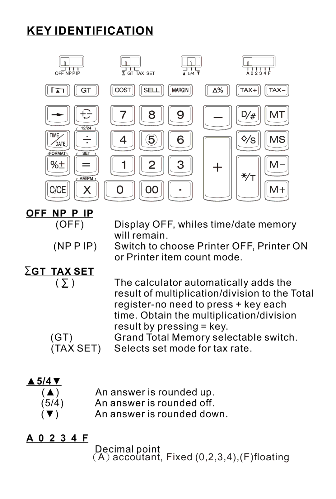 Victor 1225-3A manual KEY Identification, 2 3 4 F 