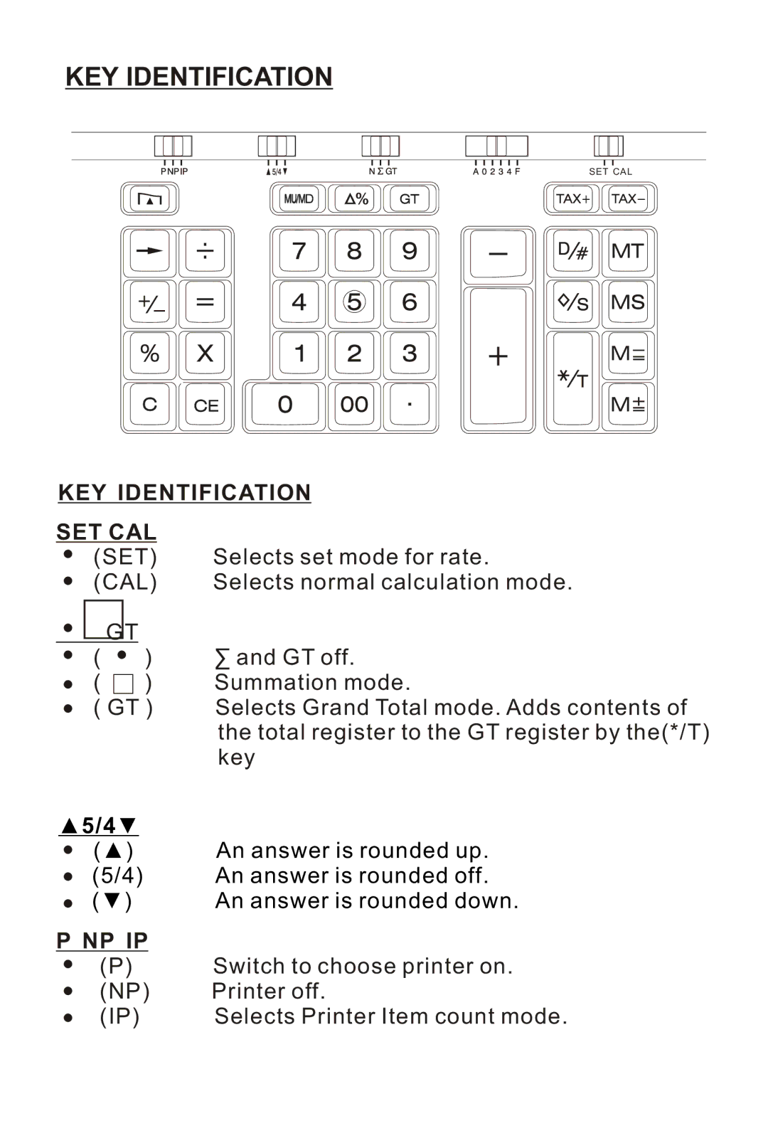 Victor 1240-3A instruction manual KEY Identification SET CAL, Np Ip 