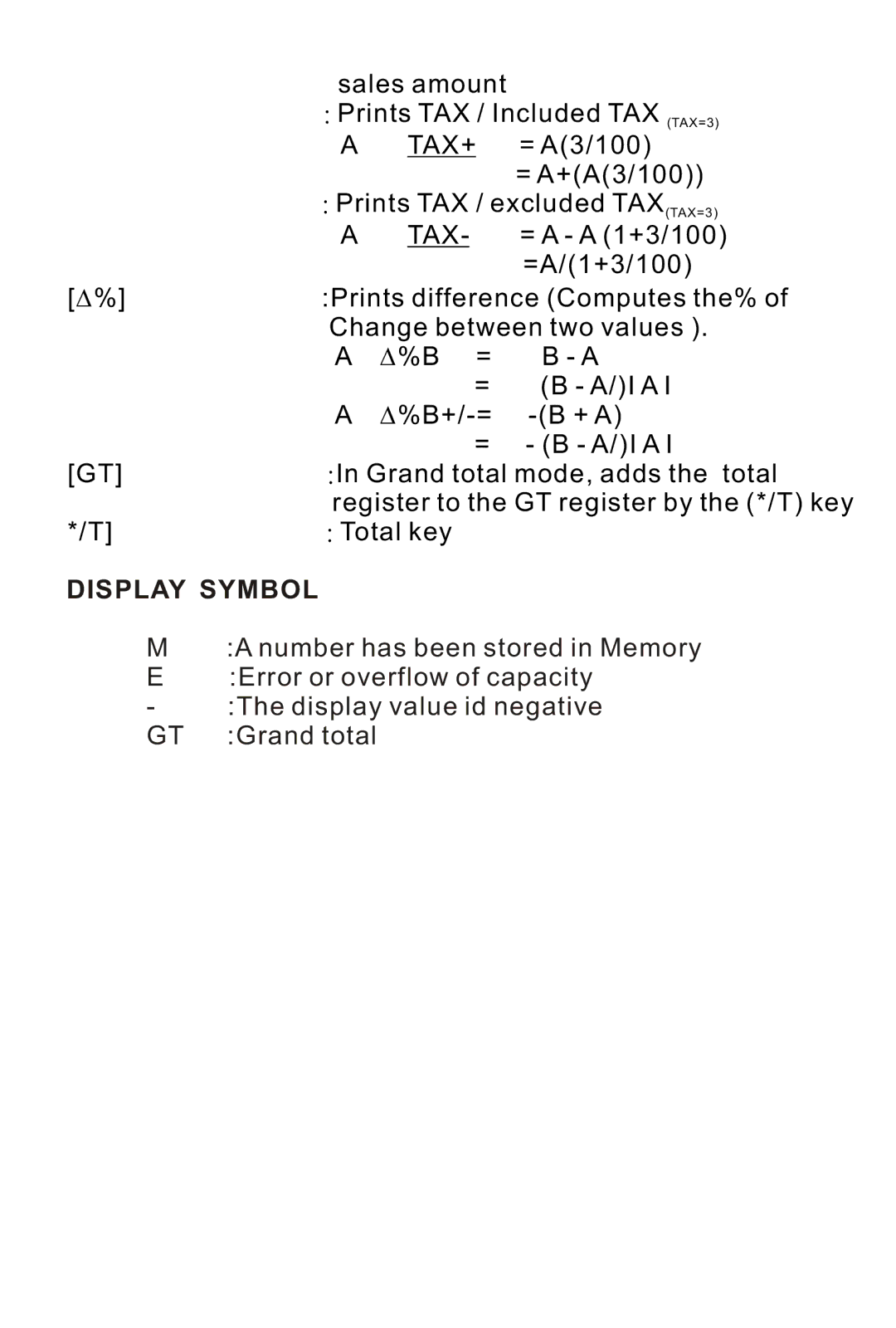 Victor 1240-3A instruction manual Display Symbol 