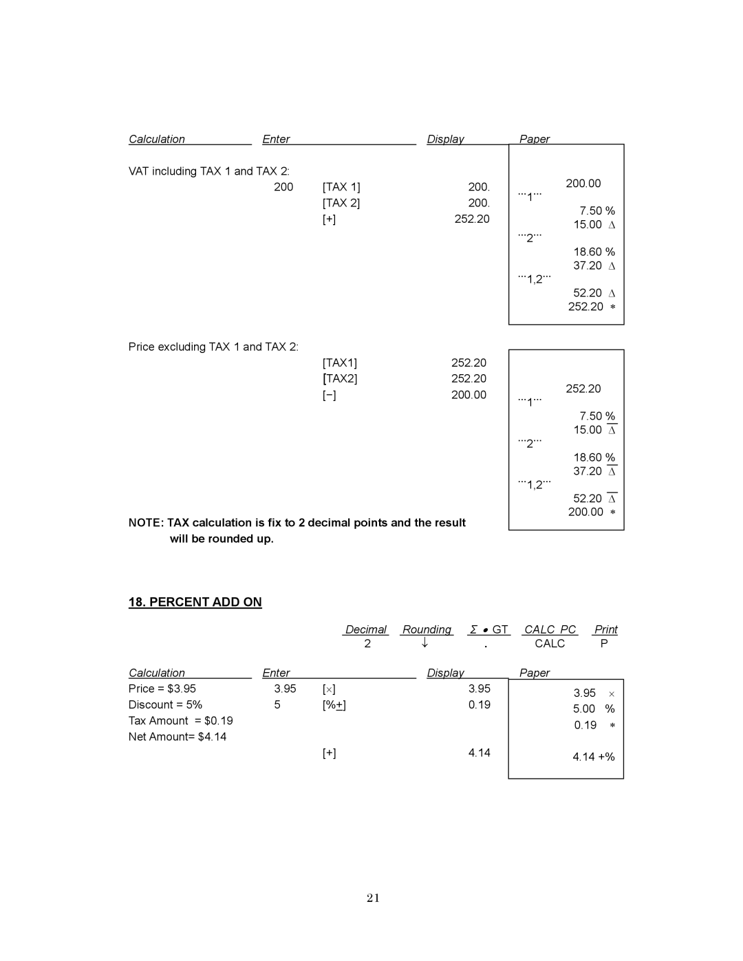 Victor 1280-7 USB manual Percent ADD on 