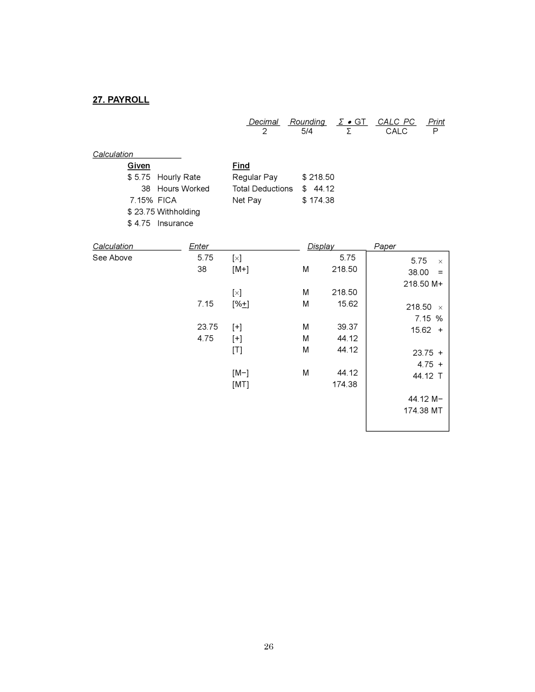 Victor 1280-7 USB manual Payroll, Given Find 