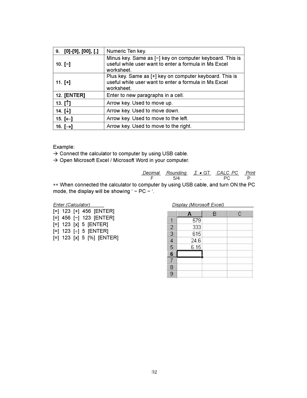 Victor 1280-7 USB manual Enter 