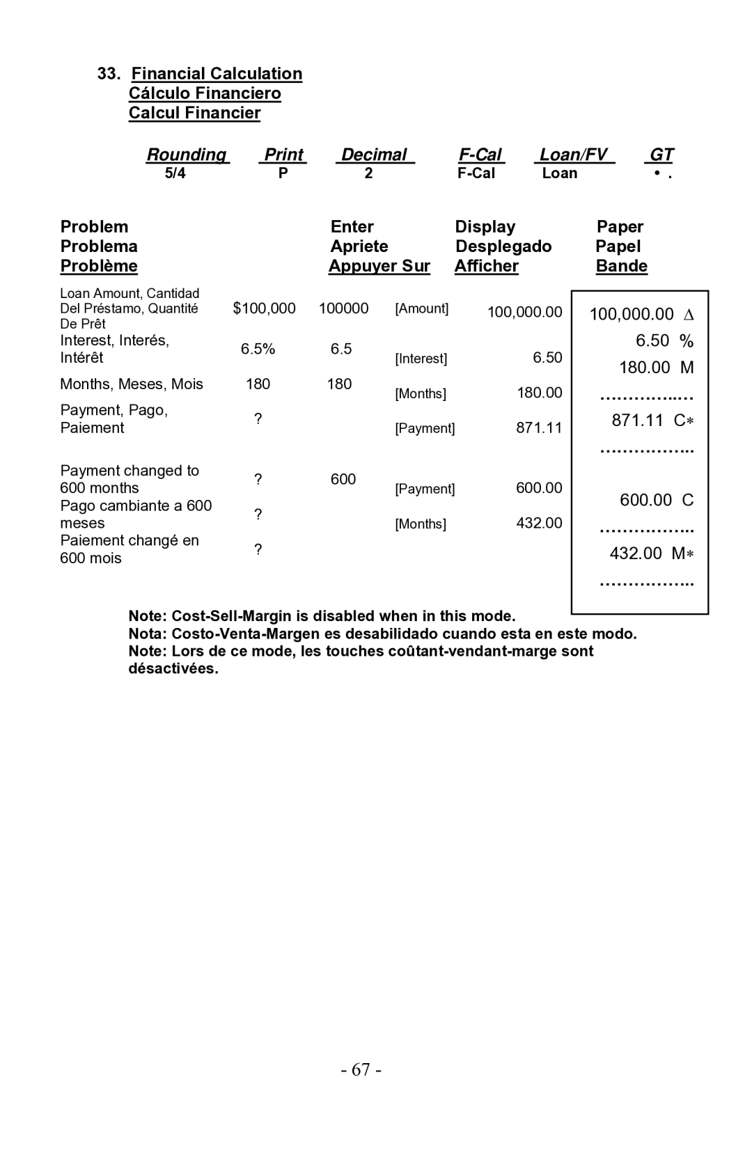 Victor 1530-6, 1560-6, 1570-6 manual Financial Calculation Cálculo Financiero Calcul Financier, …………..…, ……………, Cal Loan 