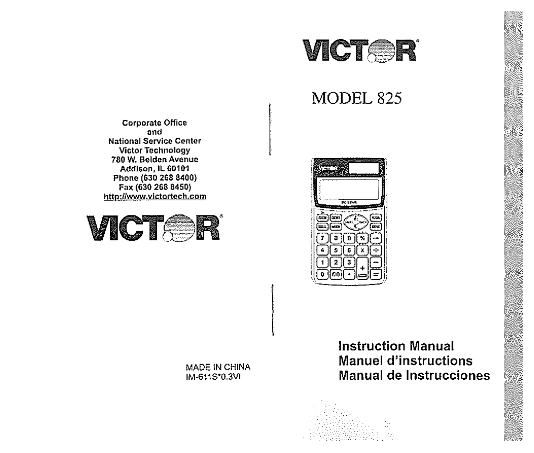 Victor 825 manual 