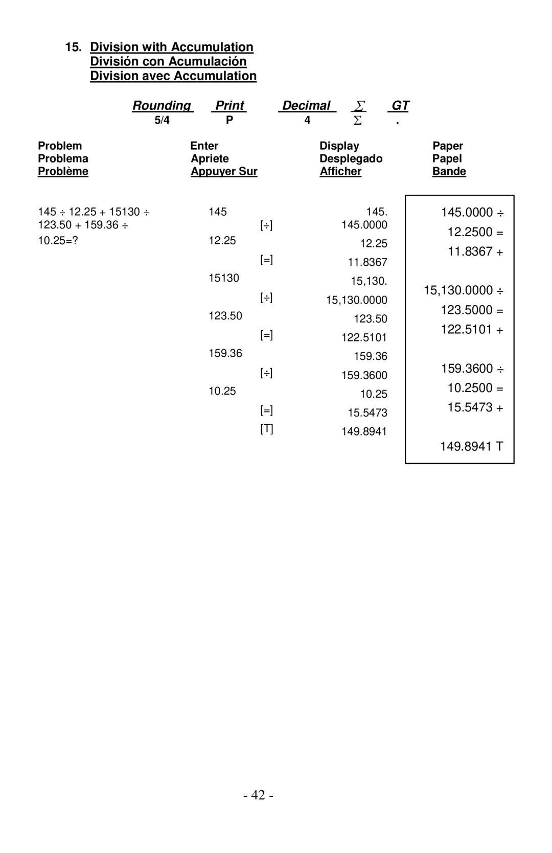 Victor Enterprise 1260-3 manual Rounding Print Decimal 