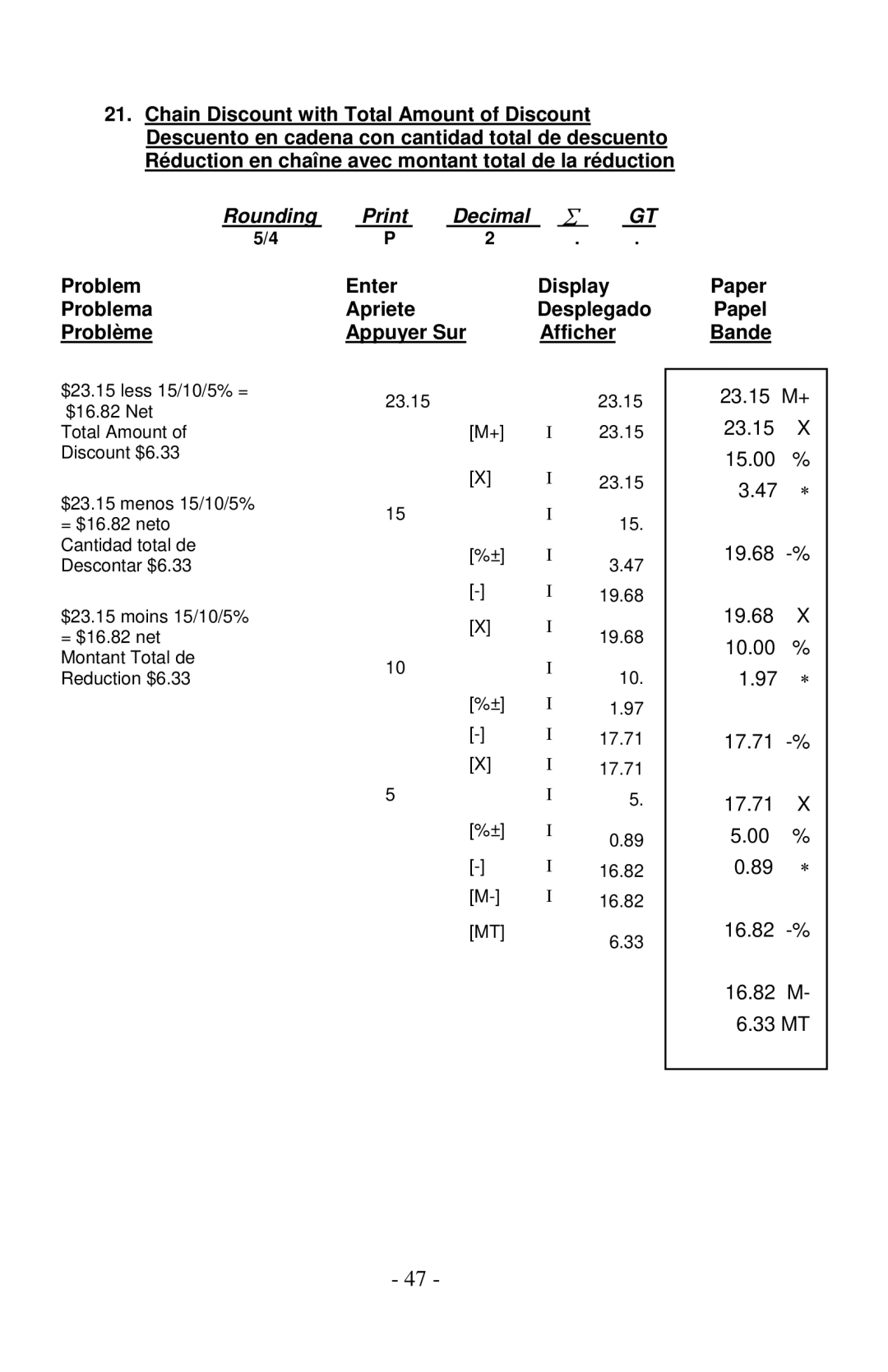 Victor Enterprise 1260-3 manual Rounding 