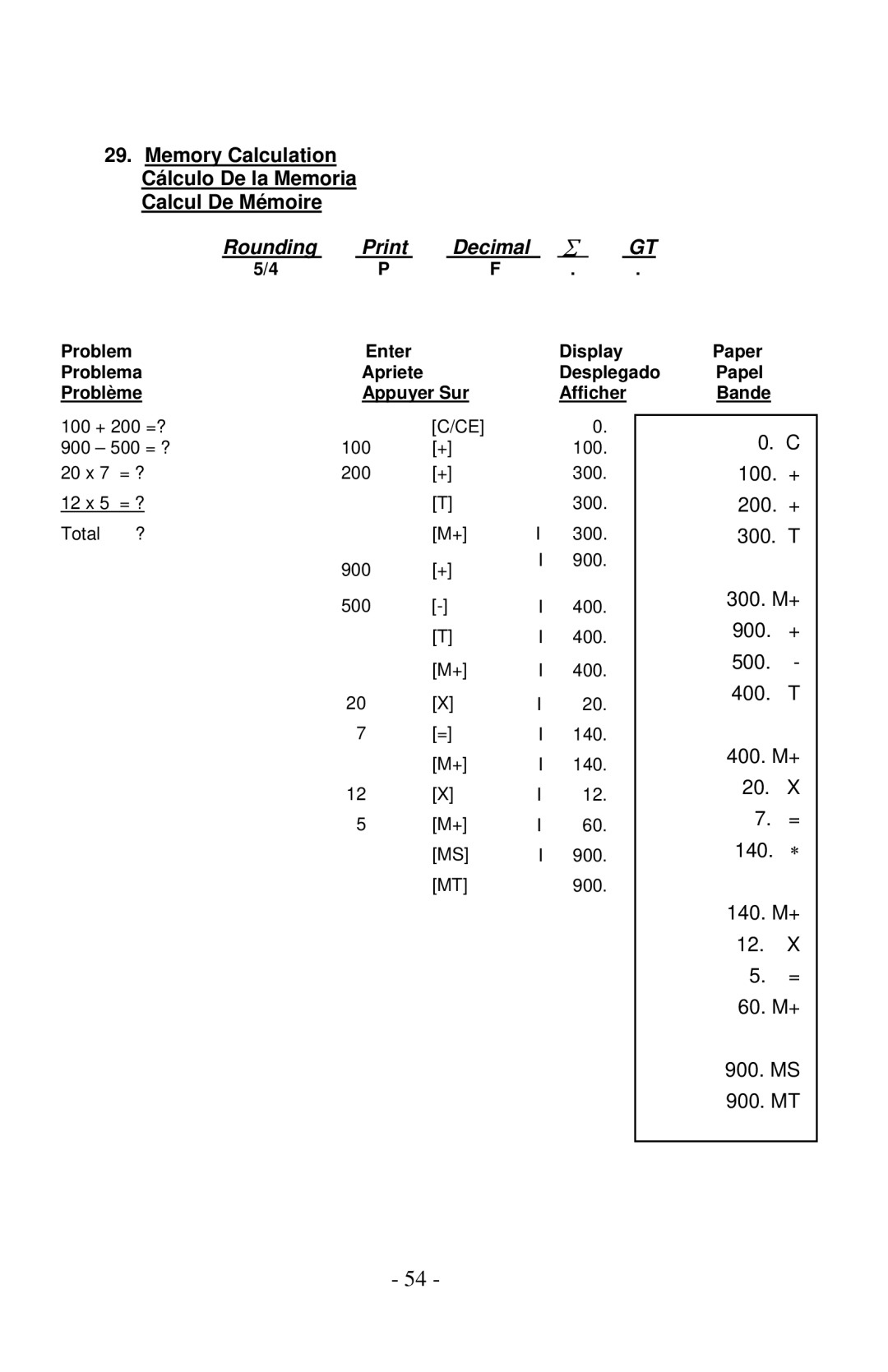 Victor Enterprise 1260-3 manual Memory Calculation Cálculo De la Memoria Calcul De Mémoire, Enter Problema 