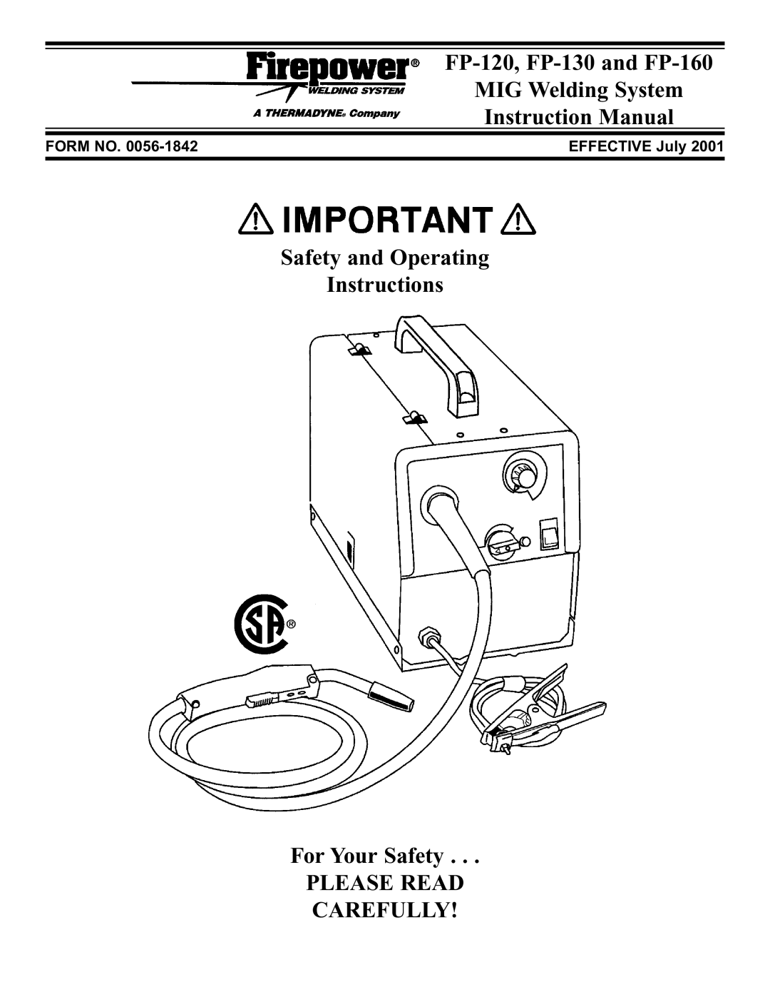 Victor Enterprise FP-160, FP-200, FP-120, FP-130 manual Please Read Carefully 