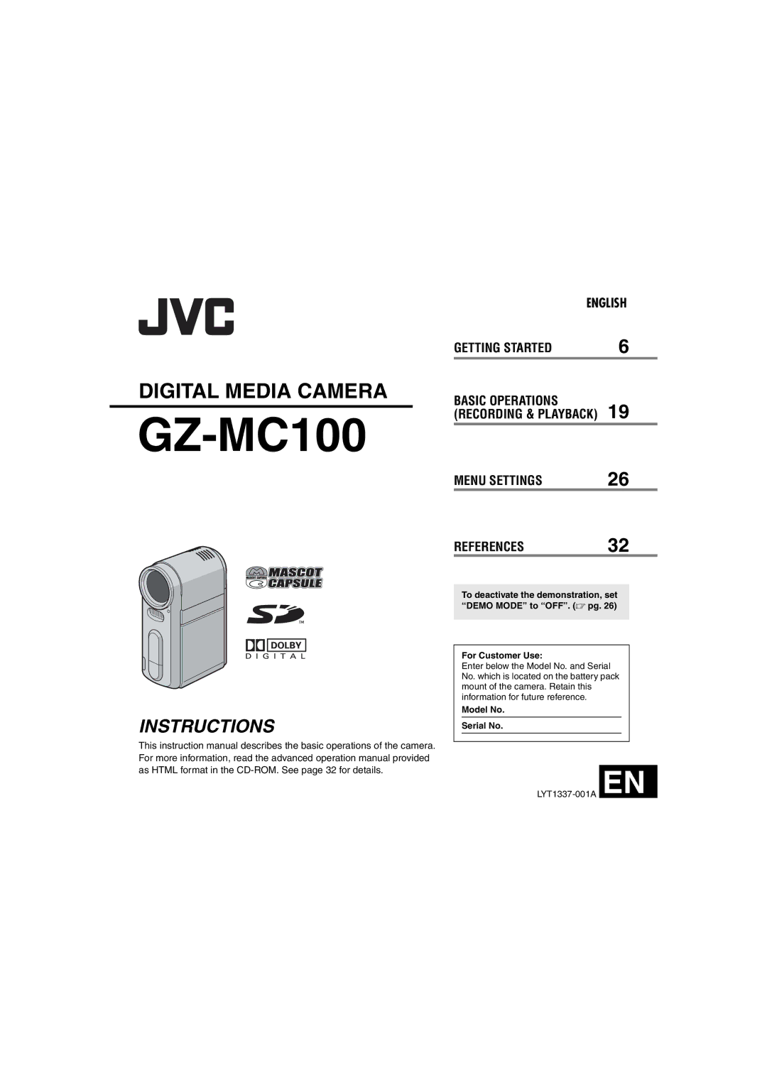 Victor GZ-MC100 instruction manual 