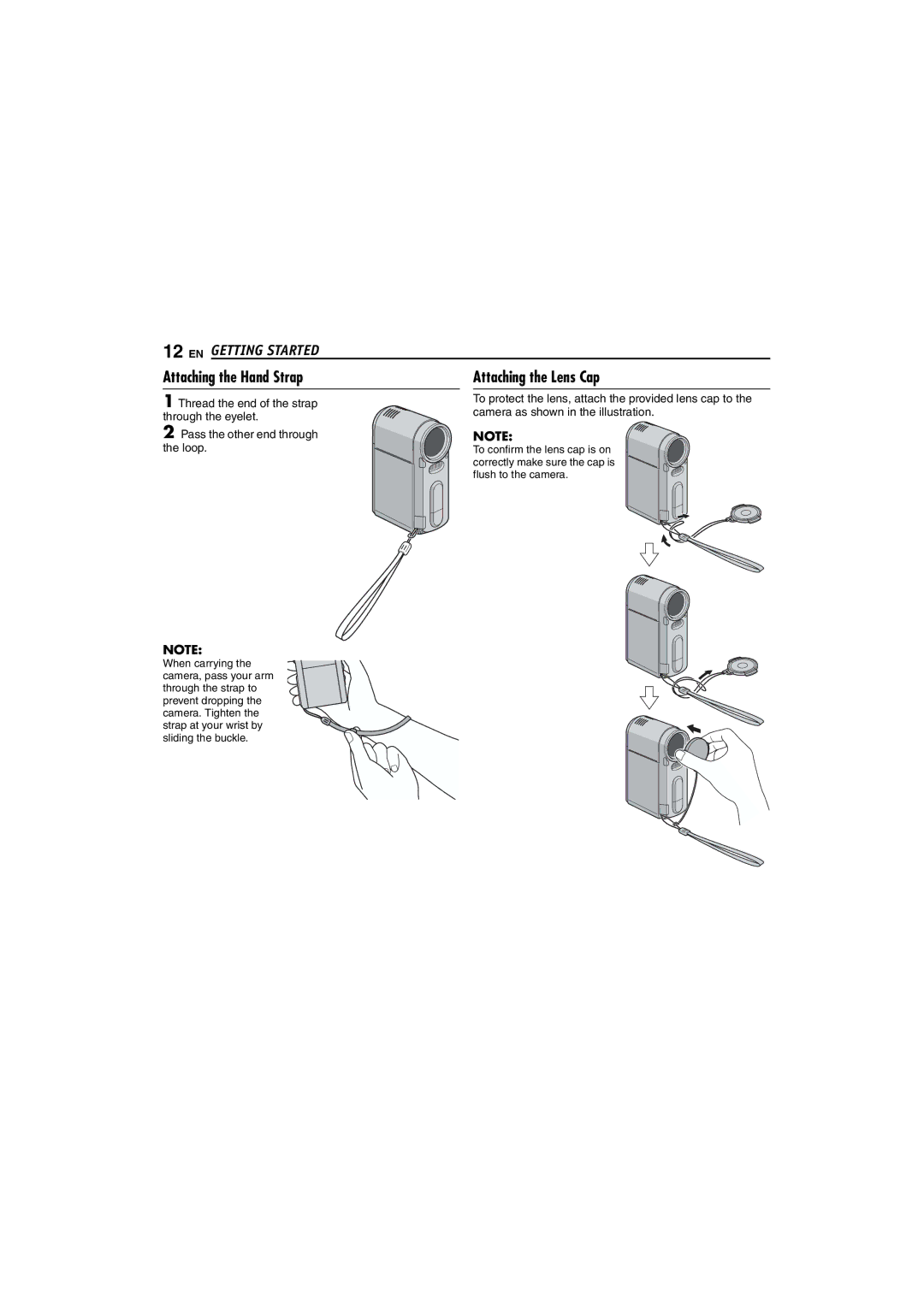 Victor GZ-MC100 instruction manual Attaching the Hand Strap 