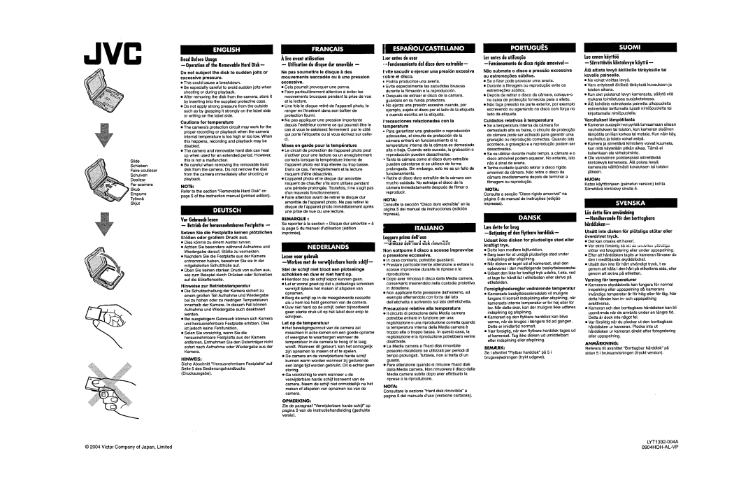 Victor GZ-MC100 instruction manual 