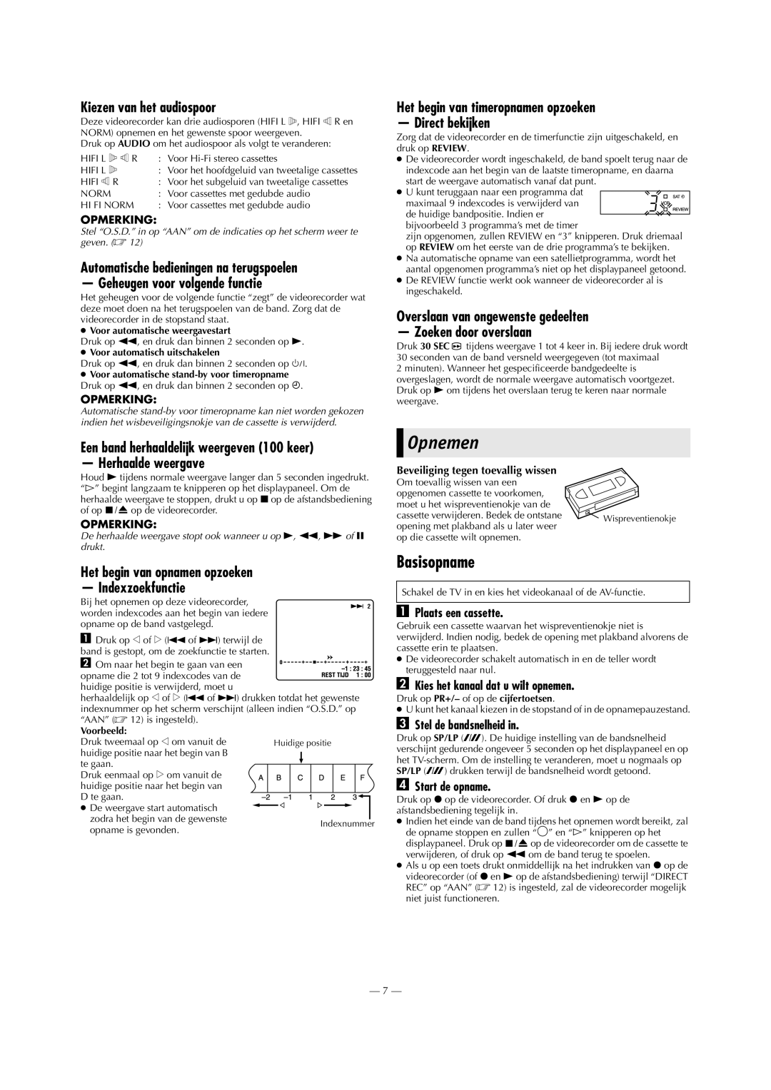 Victor HR-J694EU, HR-J691EU, HR-J690EU, HR-J693EU manual Opnemen, Basisopname 