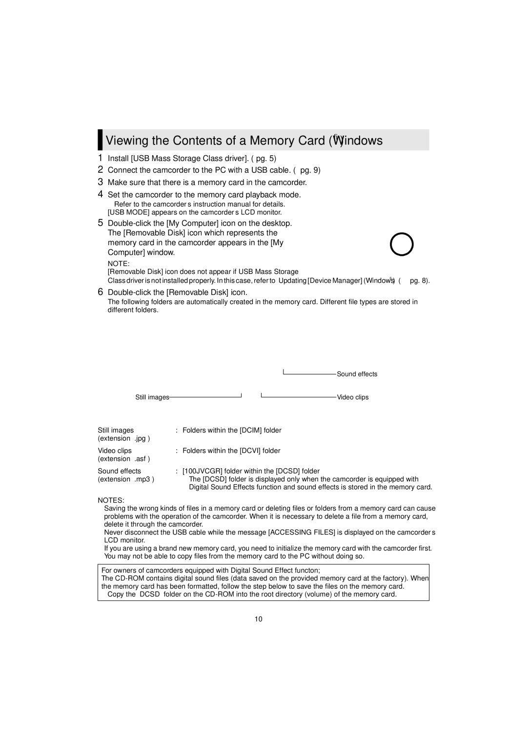 Victor LYT1037-001A manual Viewing the Contents of a Memory Card Windows 