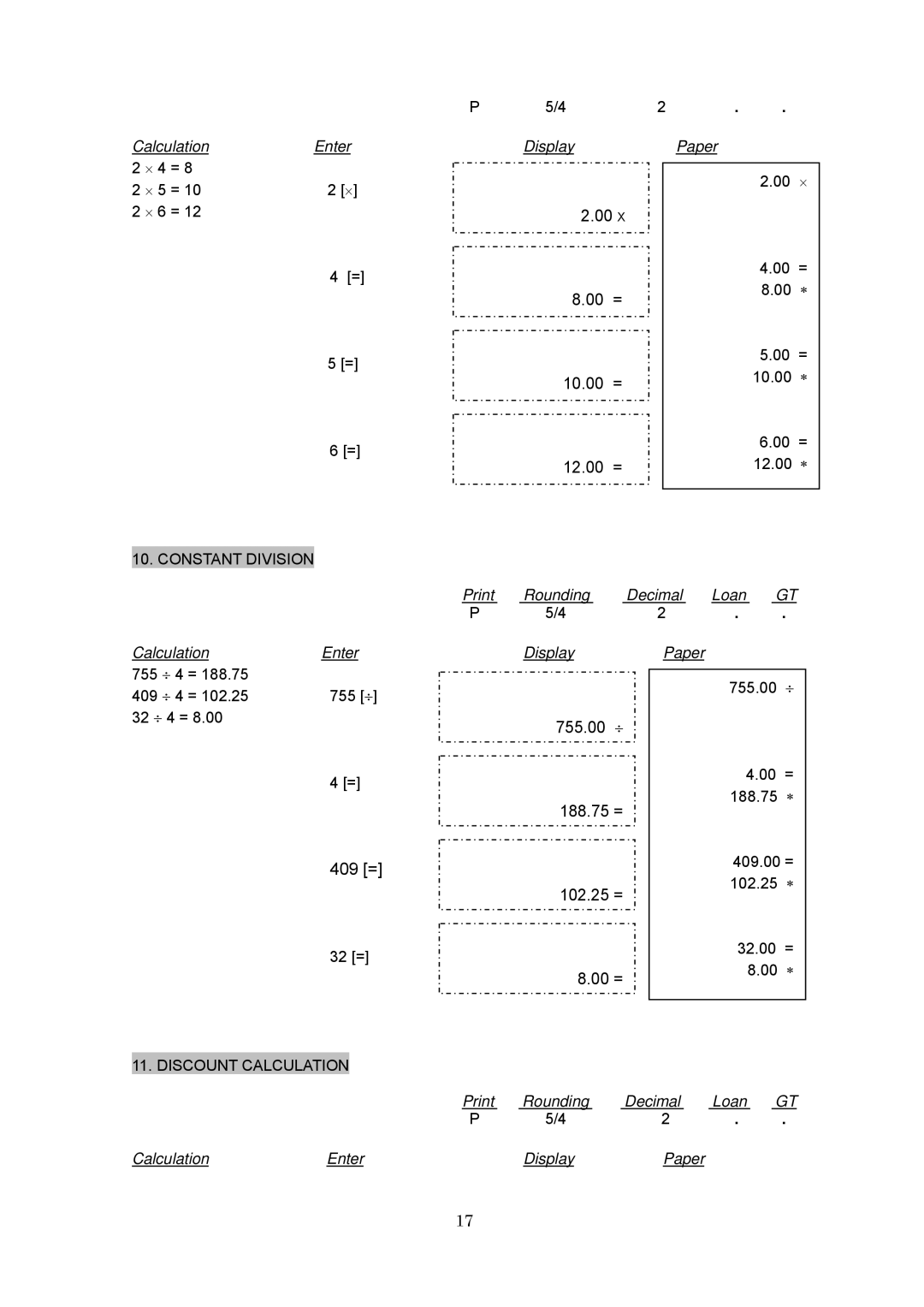 Victor PL3000 instruction manual 10.00 =, 12.00 =, 755.00, 188.75 =, 102.25 = 