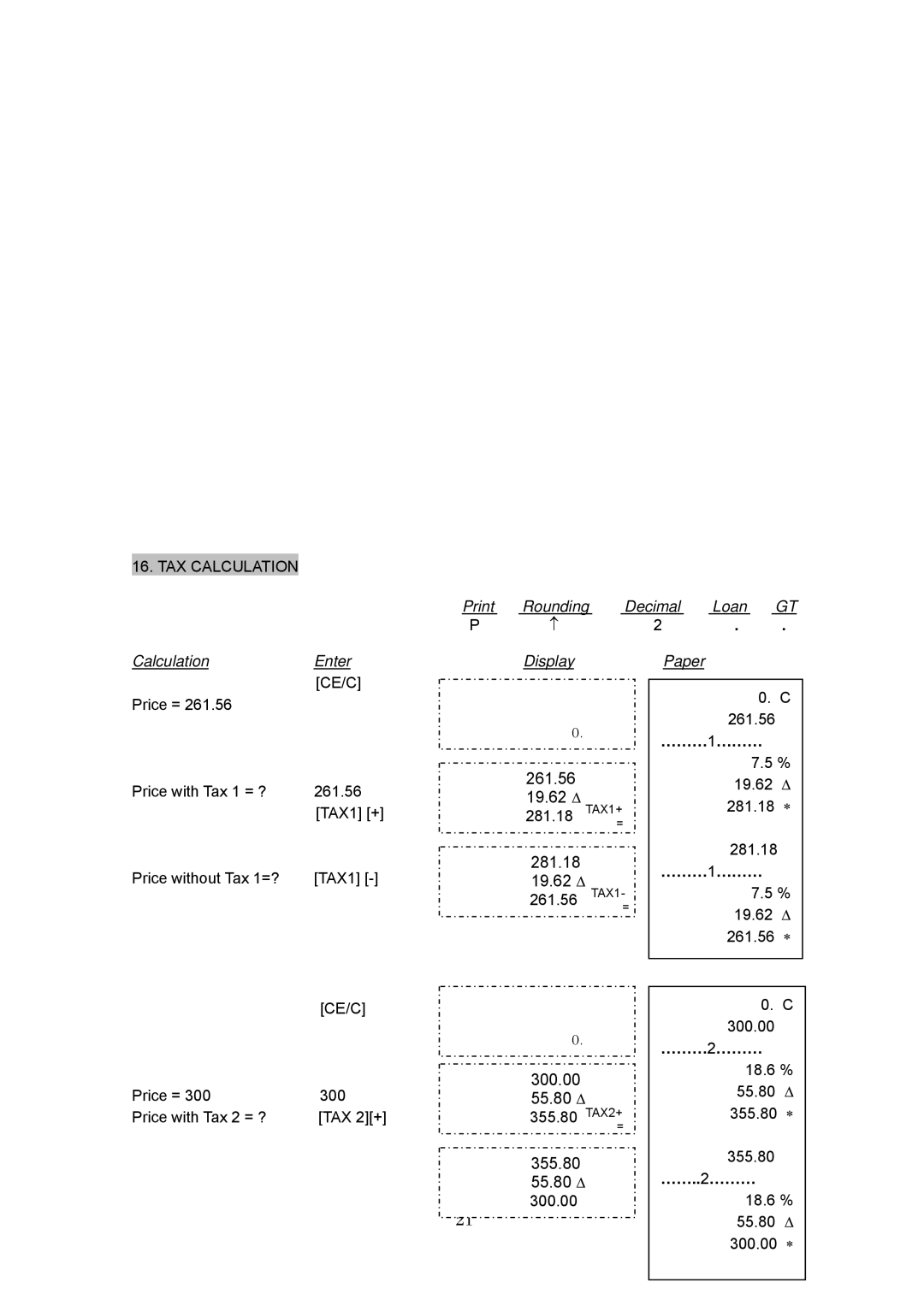 Victor PL3000 instruction manual 261.56, 19.62 Δ, 281.18, 300.00, 355.80 55.80 Δ 