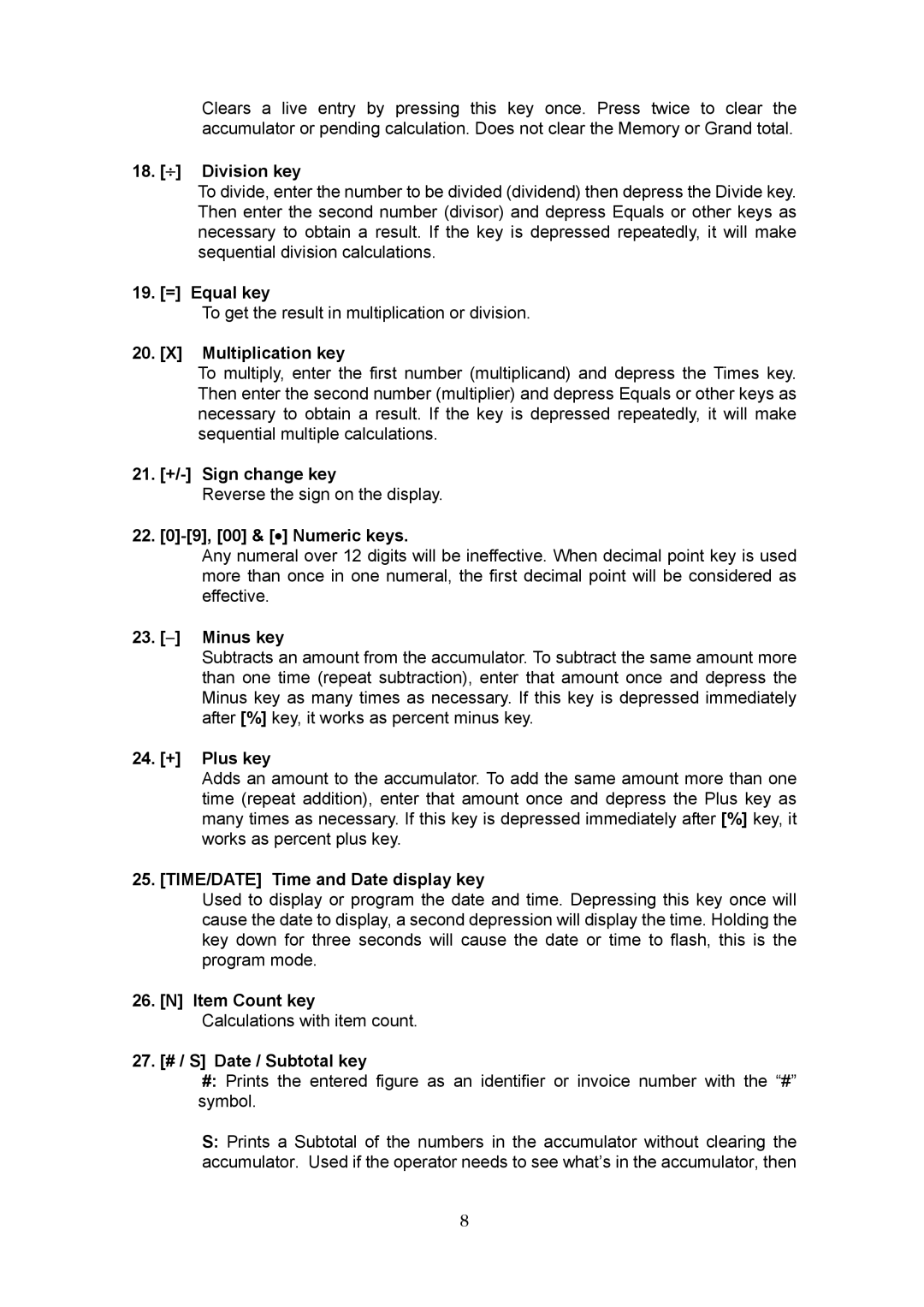 Victor PL3000 Division key, Sequential division calculations, = Equal key, To get the result in multiplication or division 