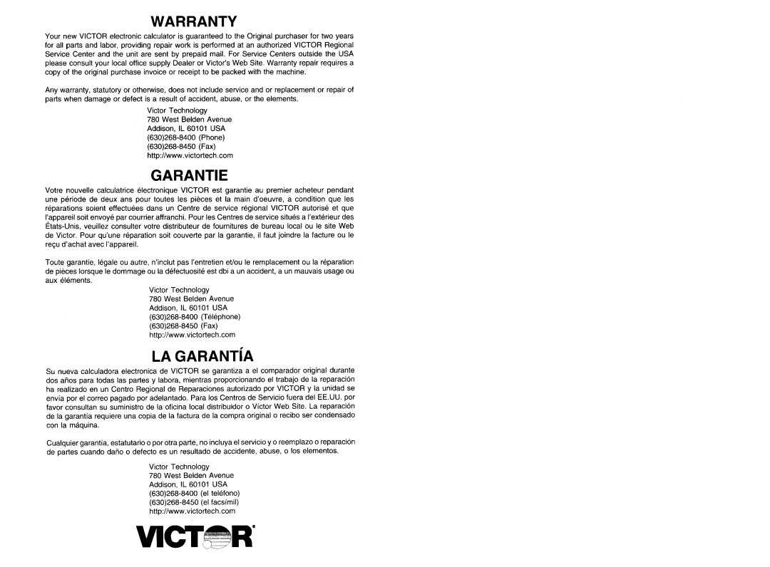 Victor Technology 1210-2 Series manual 