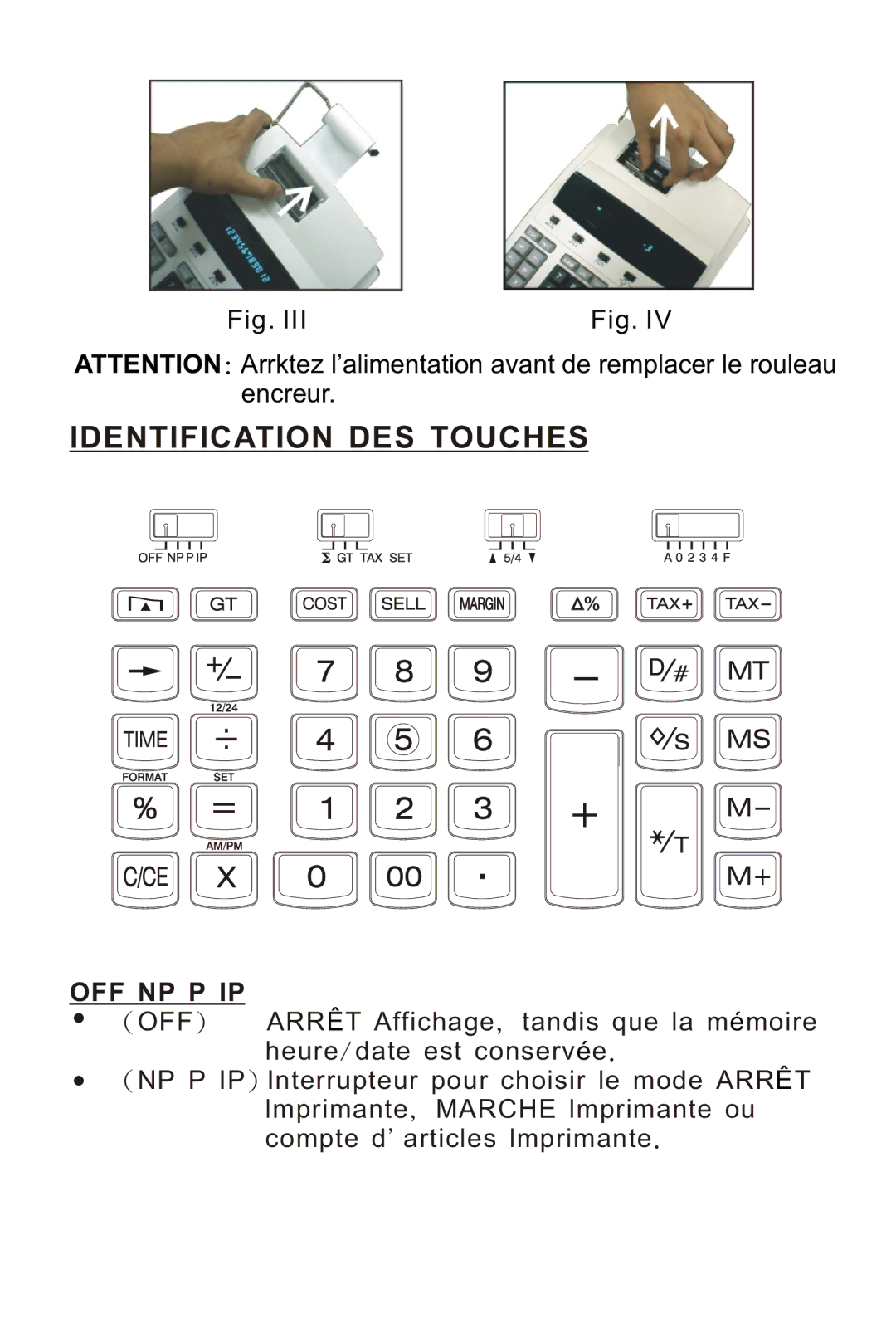 Victor Technology 1212-3A Series instruction manual Identification DES Touches, Off Np P Ip 