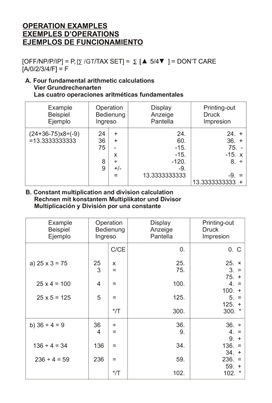 Victor Technology 1212-3A Series instruction manual Las cuatro operaciones aritméticas fundamentales 