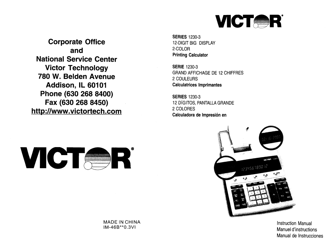 Victor Technology 1230-3 manual 