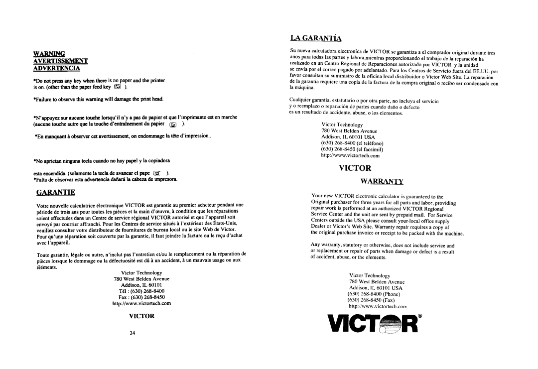 Victor Technology 1240-2 Series manual 