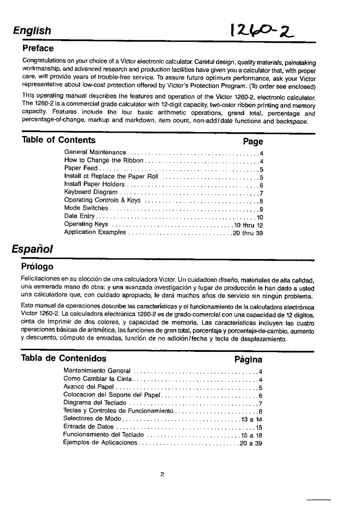 Victor Technology 1260-2 manual 