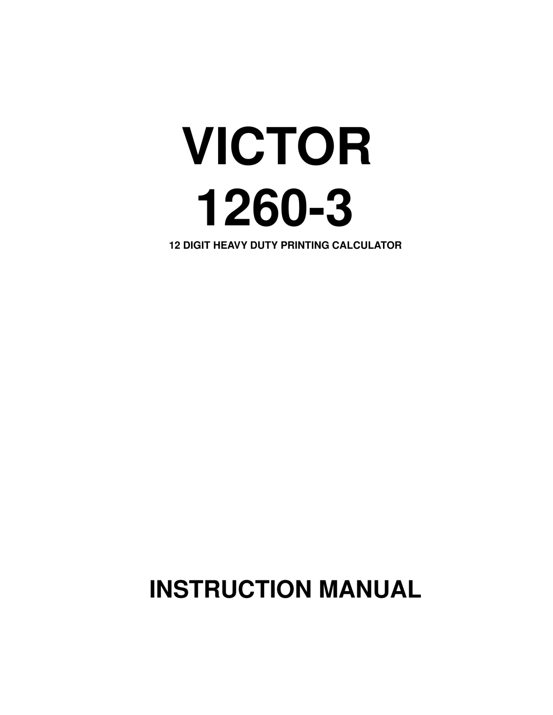 Victor Technology 1260-3 instruction manual Victor 